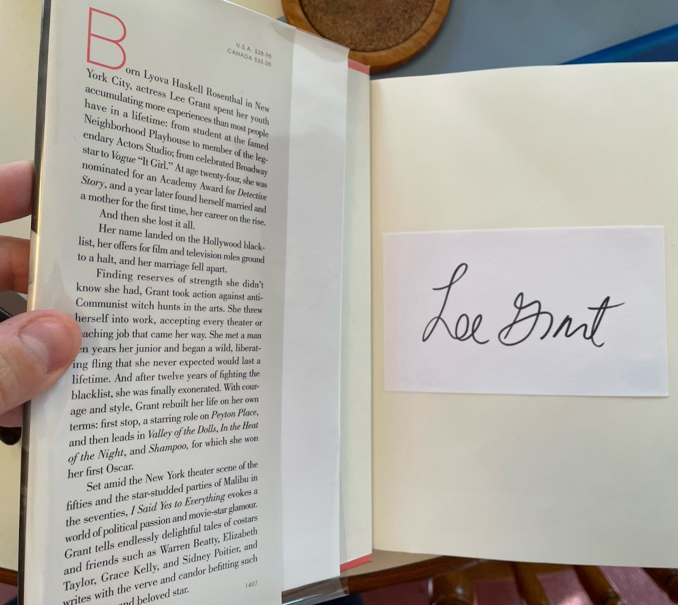 I SAID YES TO EVERYTHING **SIGNED BOOKPLATE ** First edition – LEE GRANT