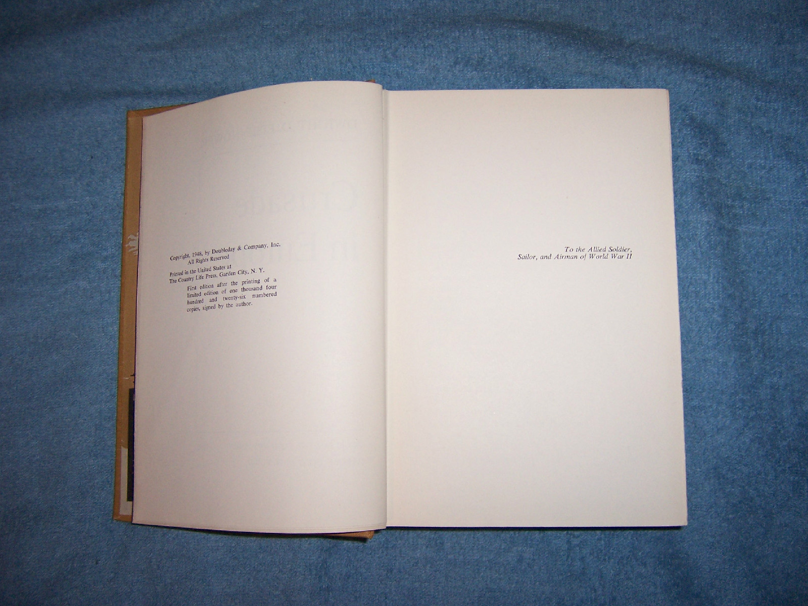 CRUSADE IN EUROPE by Dwight D. Eisenhower/1st Ed/HCDJ/War/Military/WWII 1939-45