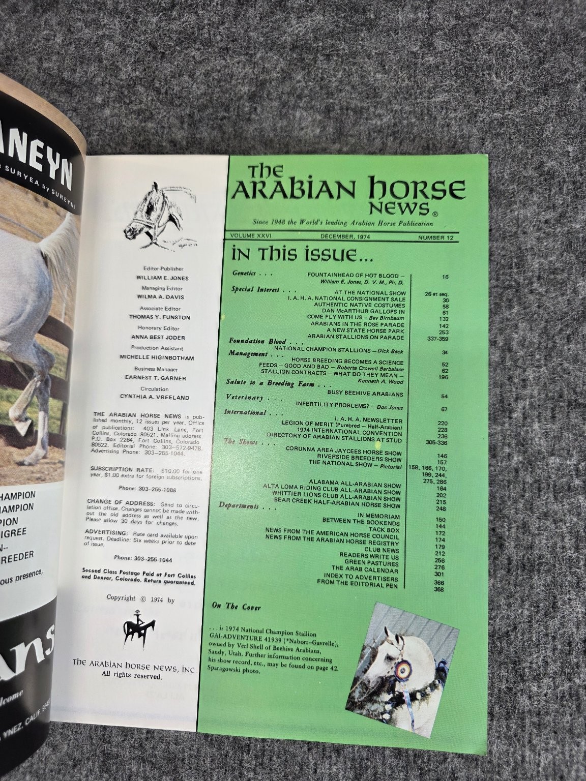 The Arabian Horse News December 1974 1975 Stallion Edition Gai-Adventure