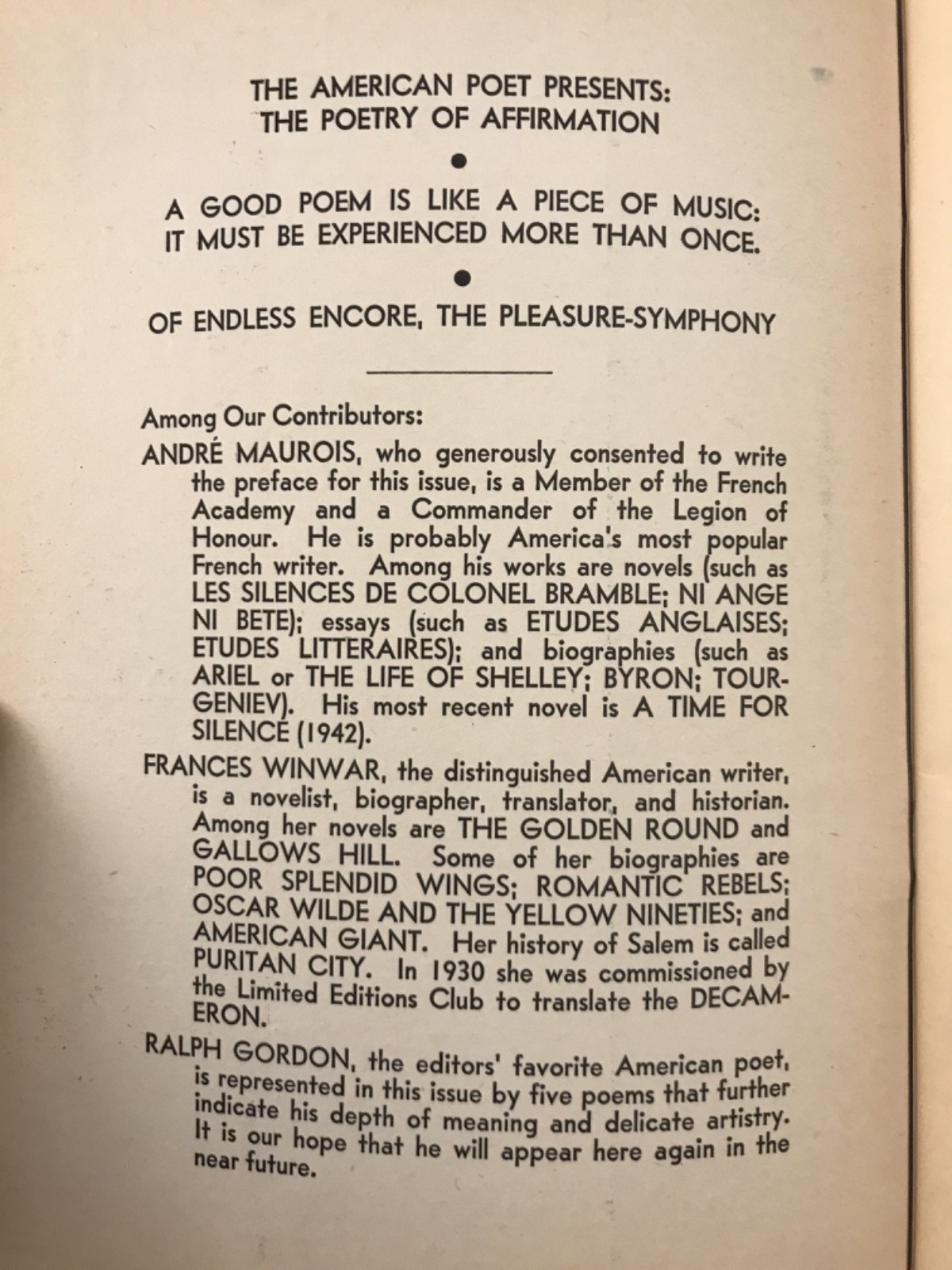 The American Poet – Full Run, magazine, 36 issues, 1941-1943, Sarton, Maurois