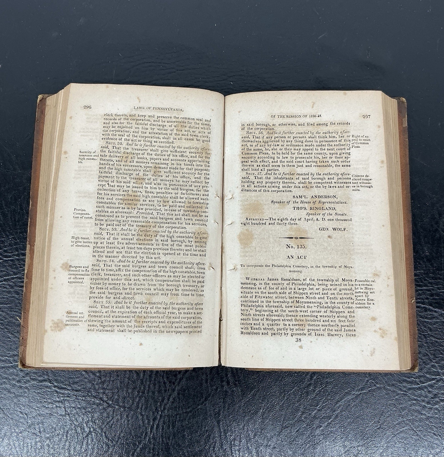 Antique Book Laws Of The General Assembly State Of Pennsylvania 1832-1833