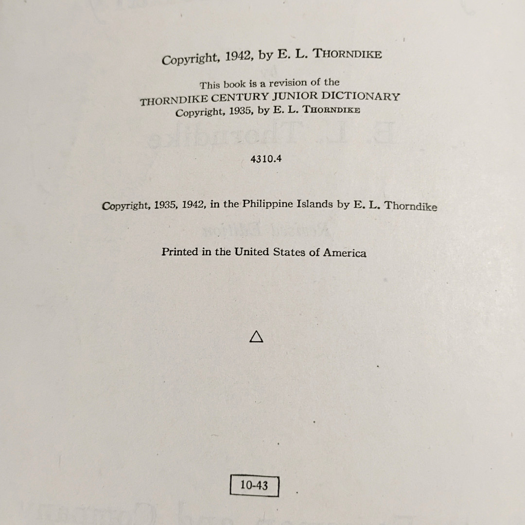 Rare Error – Mis-bound | 1942 Thorndike Century Junior Dictionary | Upside Down