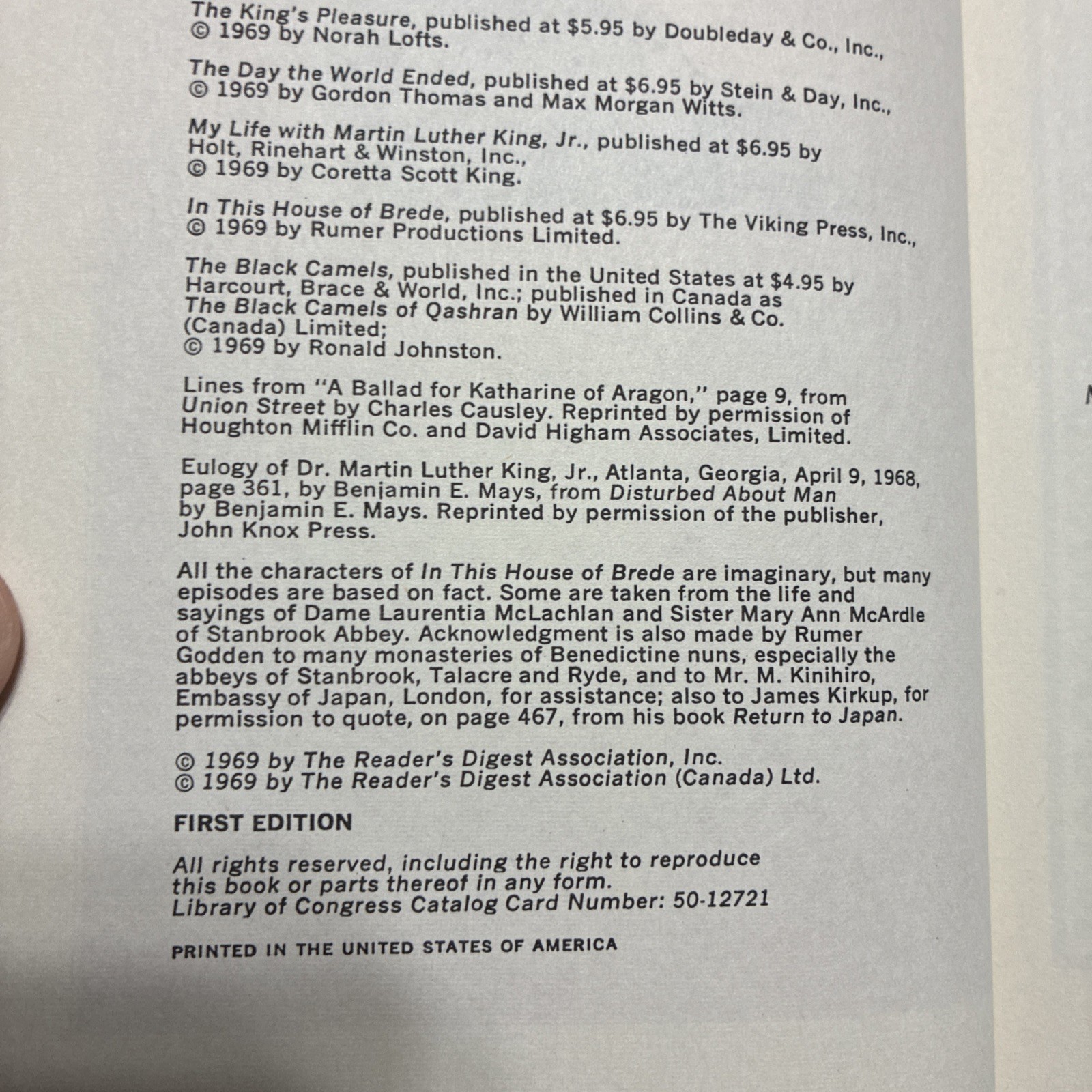 Reader’s Digest Condensed Books 1969,Volume 4,HC,Reader’s Digest Association