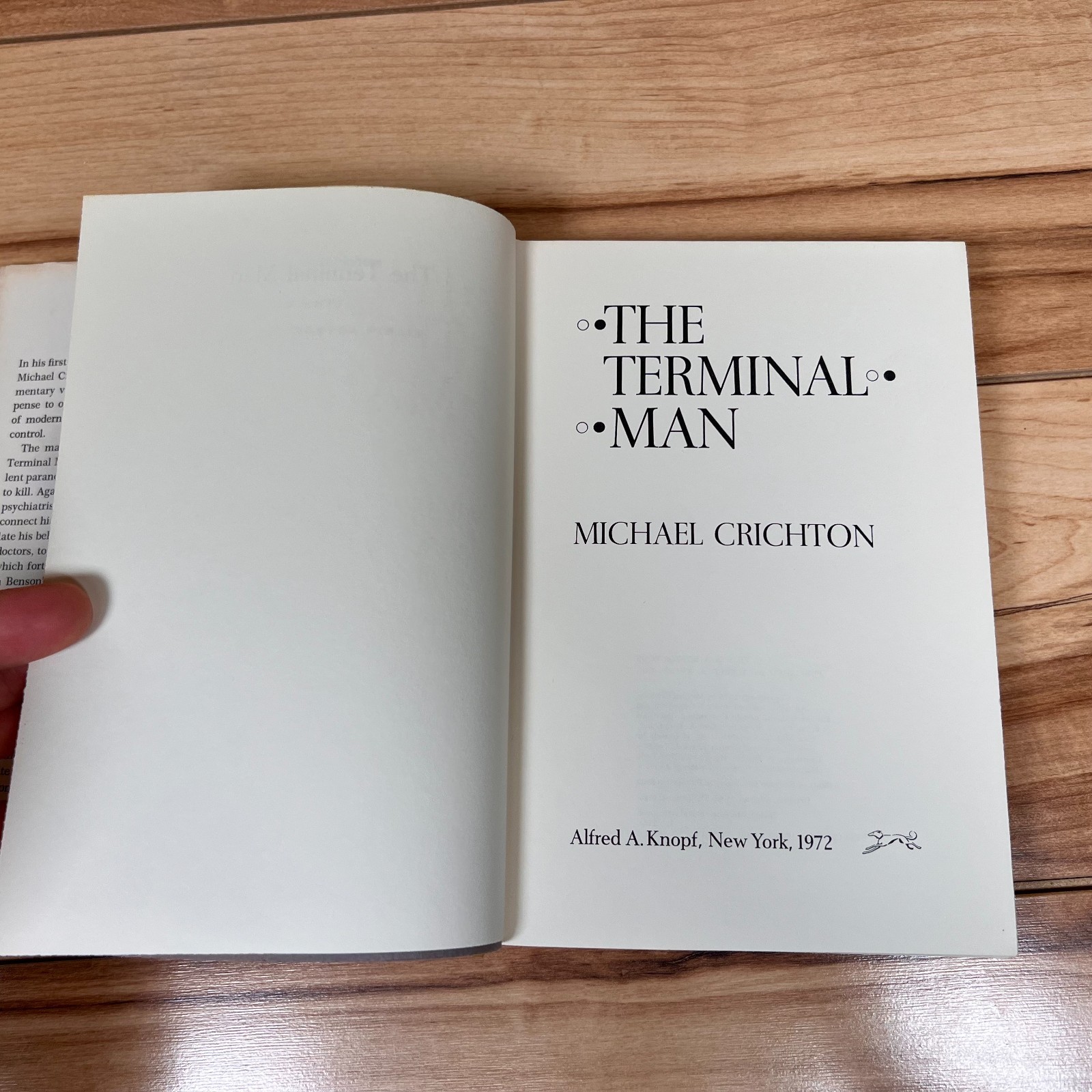The Terminal Man, Michael Crichton 1972 First Trade Edition Hardcover w/DJ