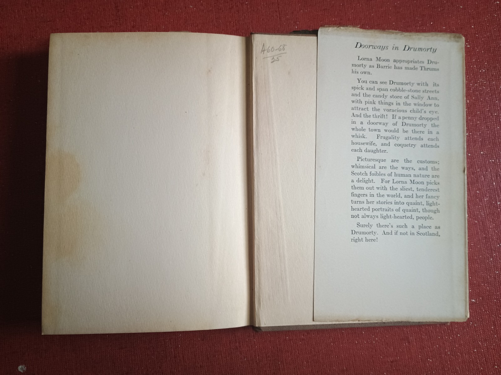 Doorways in Drumorty Lorna Moon 1925 Bobbs-Merrell Hardback Edition with DJ