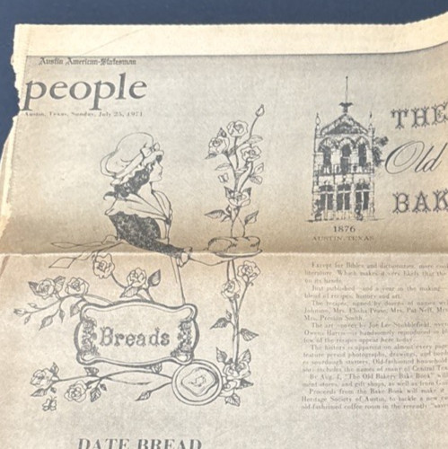 The Old Bakery Bake Book Heritage Society of Austin 1971 VTG Texas Community