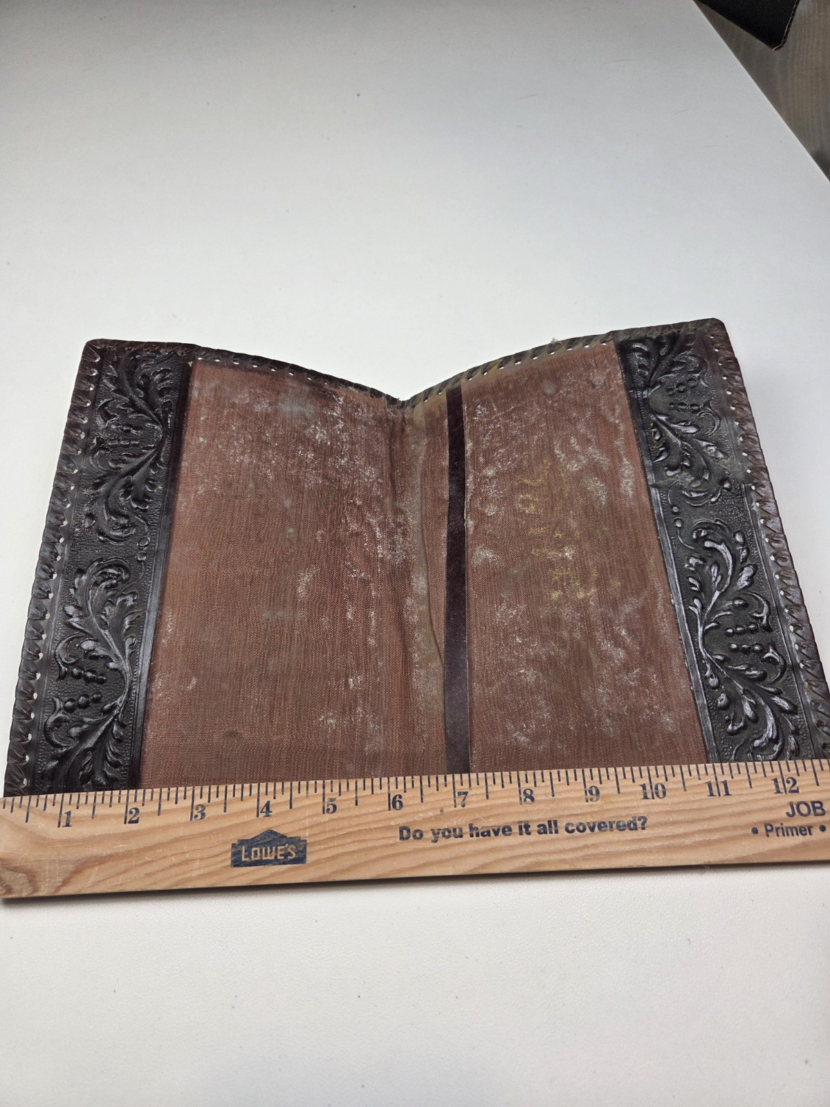 Vintage 1930s Leather Book Cover Italian Embossed Crest Crown & Griffon
