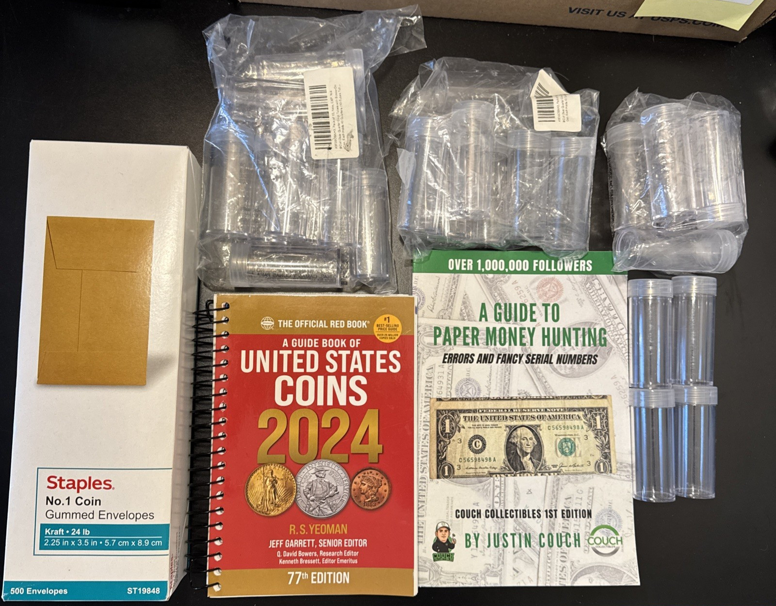 Coin Envelopes Coin Storage Tubes-Quarters 2024 Guide Book of US Coins “BUNDLE”