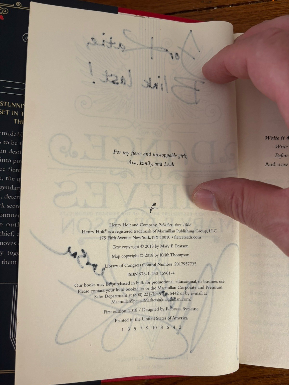 SIGNED!! Dance of Thieves by Mary E. Pearson. 1st. VG+/VG+