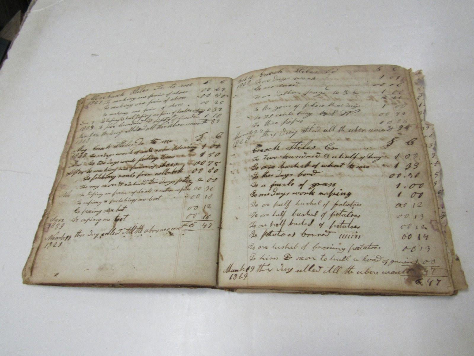 Manuscript Account Book of Amos Tucker, Buckfield, Maine 1823-1843