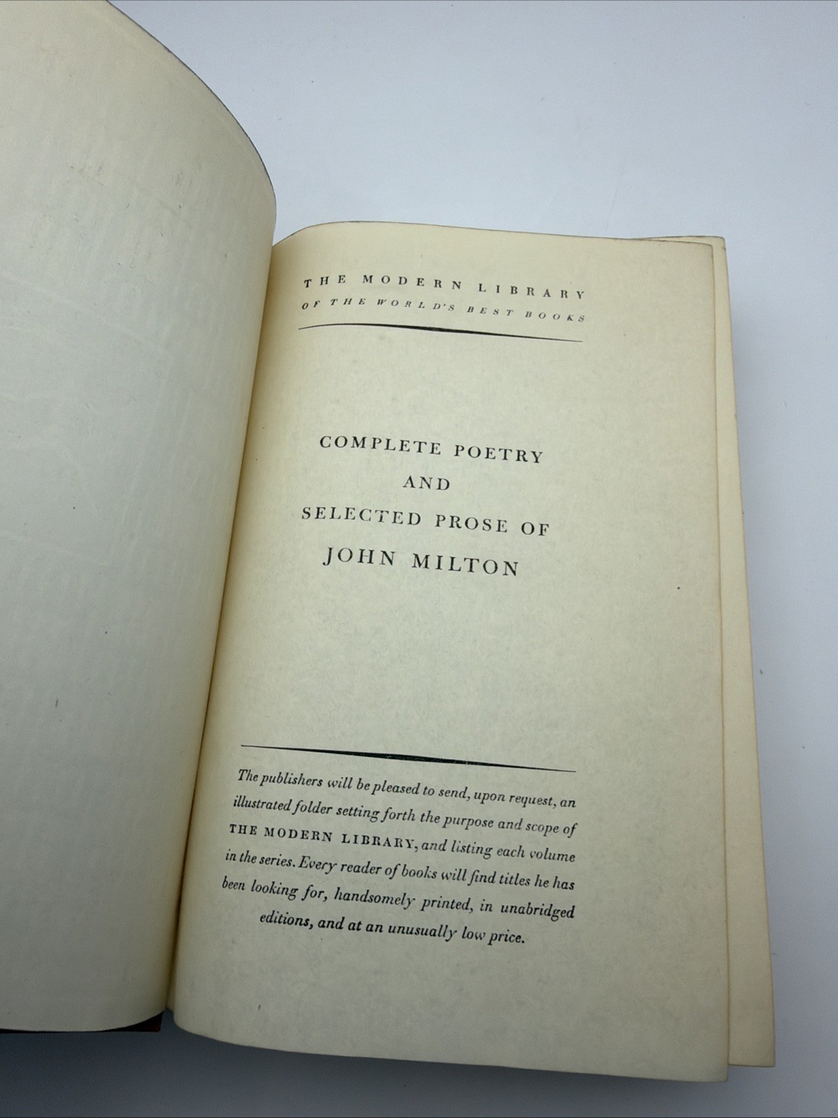 Complete Poetry and Selected Prose of John Milton Modern Library
