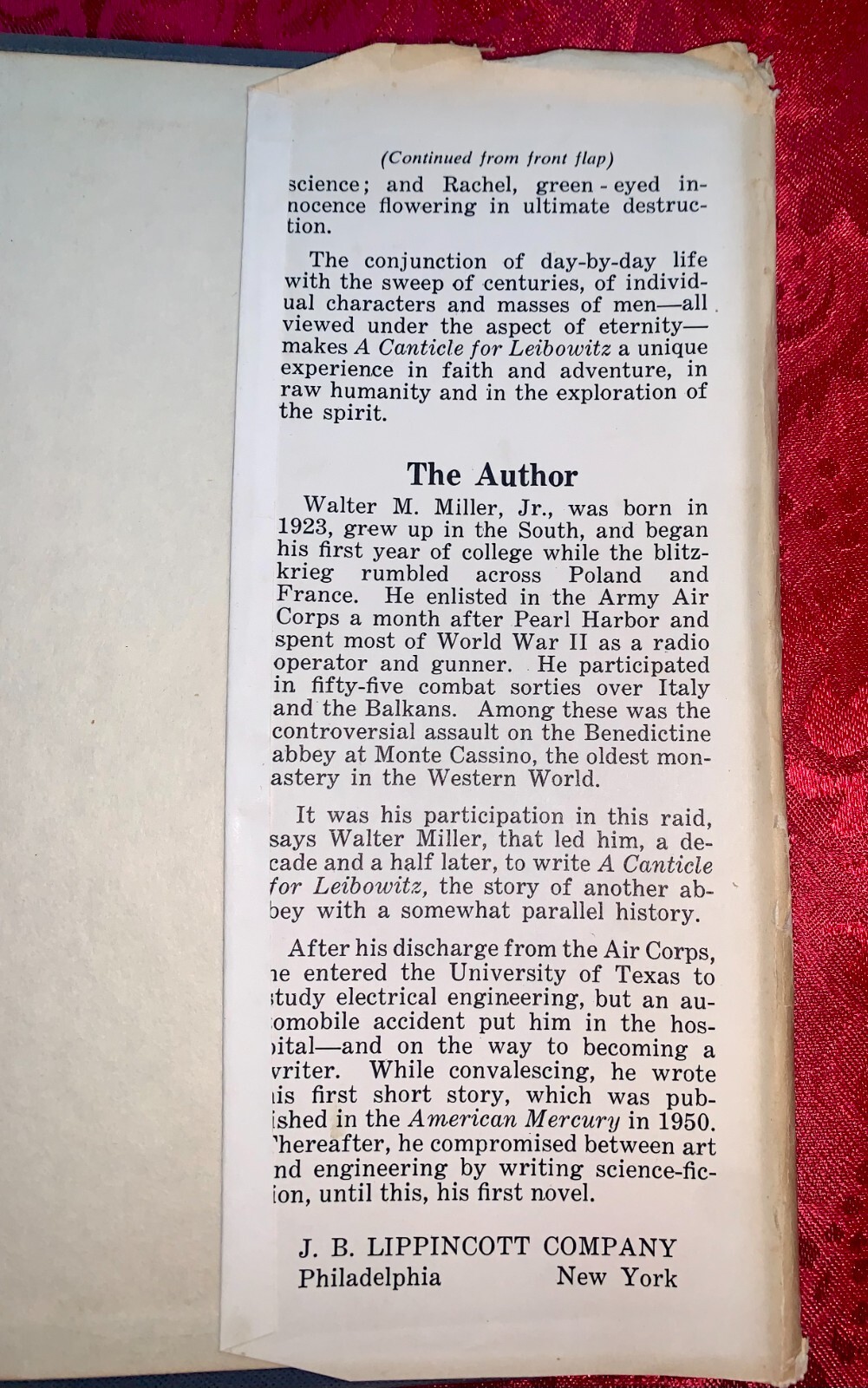 A Canticle for Leibowitz by Walter M. Miller, Jr First Edition 3rd Printing HCDJ