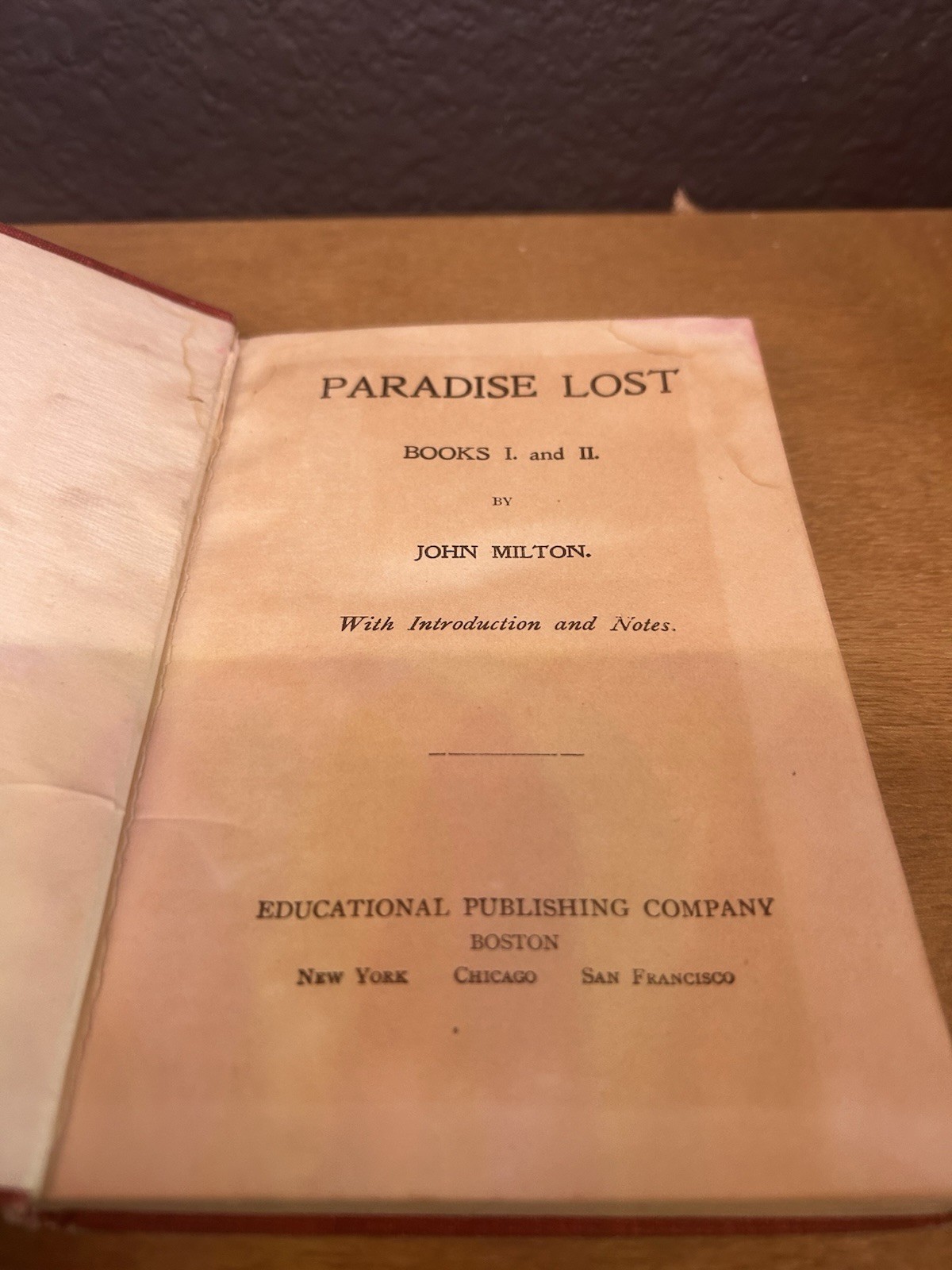 Vintage Paradise Lost John Milton School Textbook c1900s Educational HC