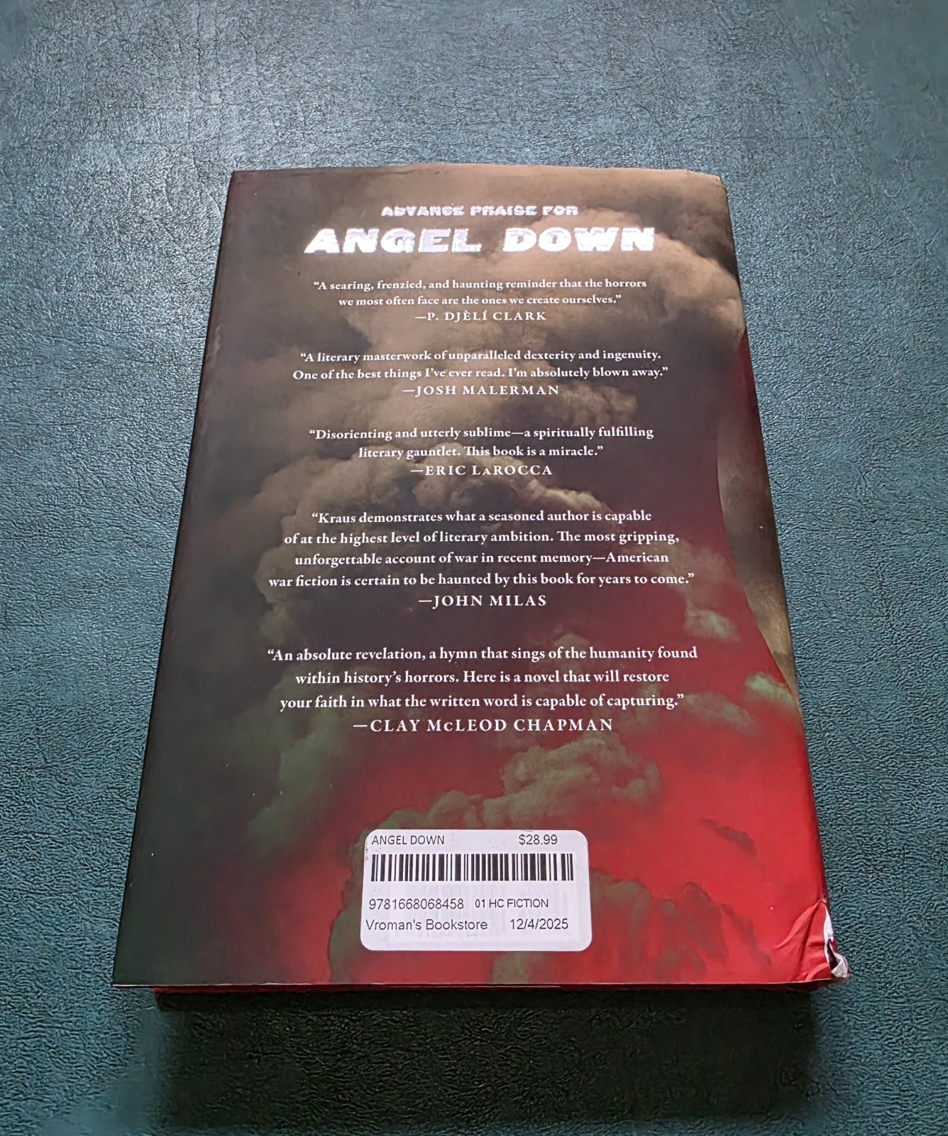 ANGEL DOWN Daniel Kraus Pulitzer Prize 1st Edition 1st Print Hardcover DJ RARE!