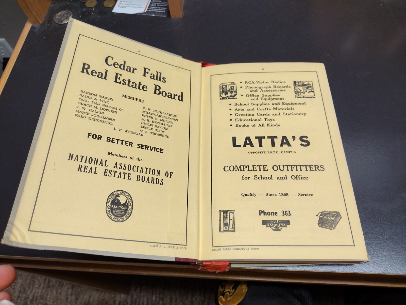 R.L. Polk’s Cedar Falls Black Hawk County Iowa City Directory 1950 Buyer’s Guide