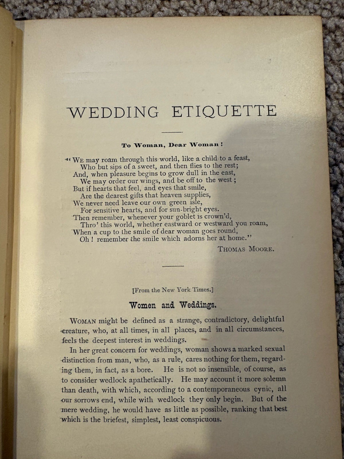 Antique 1880 Wedding Etiquette and Usages of Polite Society Dempsey & Carroll NY