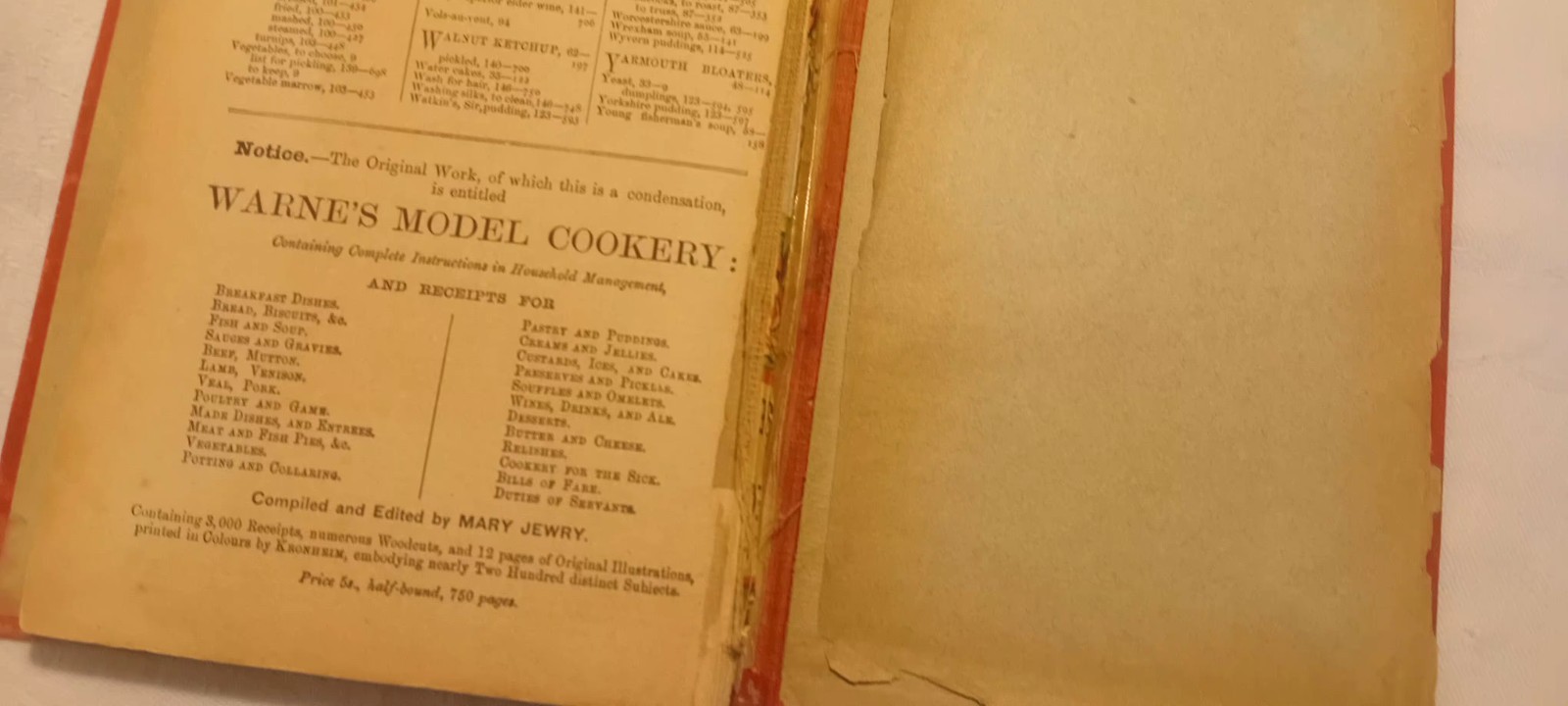 C.1891 Hb Warnes Modern Cookery Recipes Practical Advice Mary Jewry