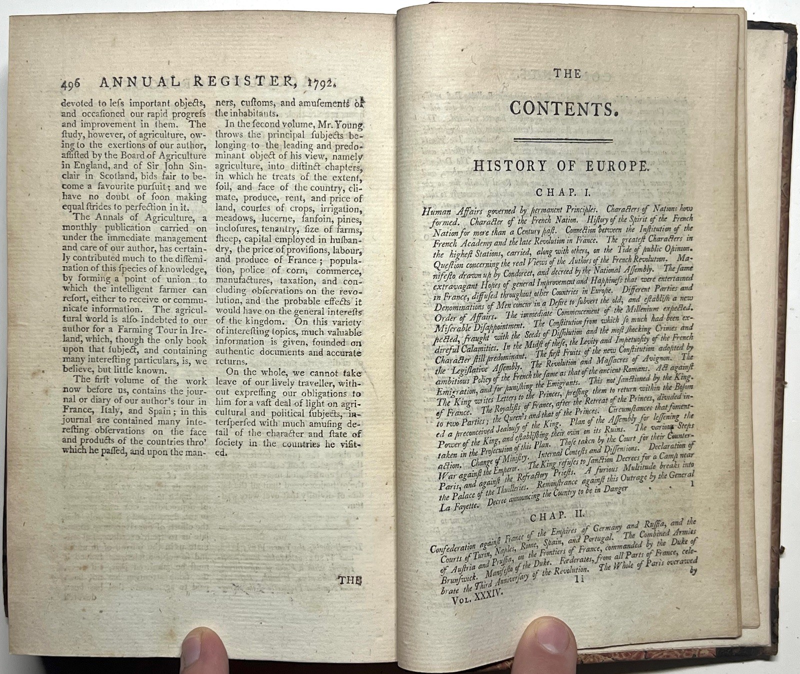 1792 ANNUAL REGISTER HISTORY POLITICS LITERATURE BURKE FIRST ED HALF CALF LONDON