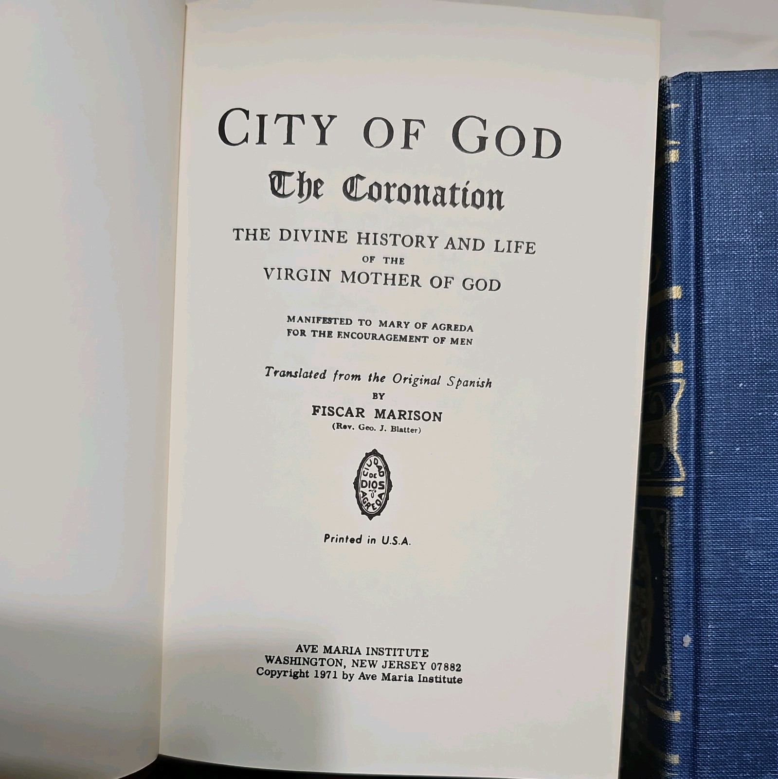 CITY OF GOD 4 VOLUME SET – TRANSLATED by FISCAR MARISON – HB 1971 VINTAGE.