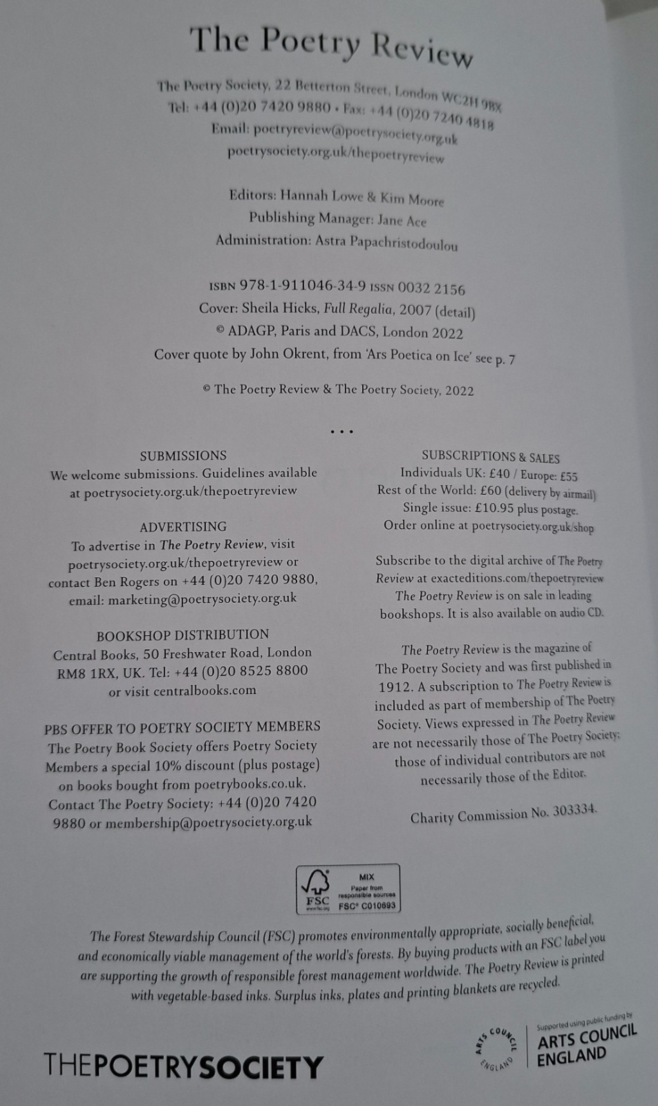 The Poetry Review Mixed Authors Set Of 3 1st 2022 Paperback The Poetry Society