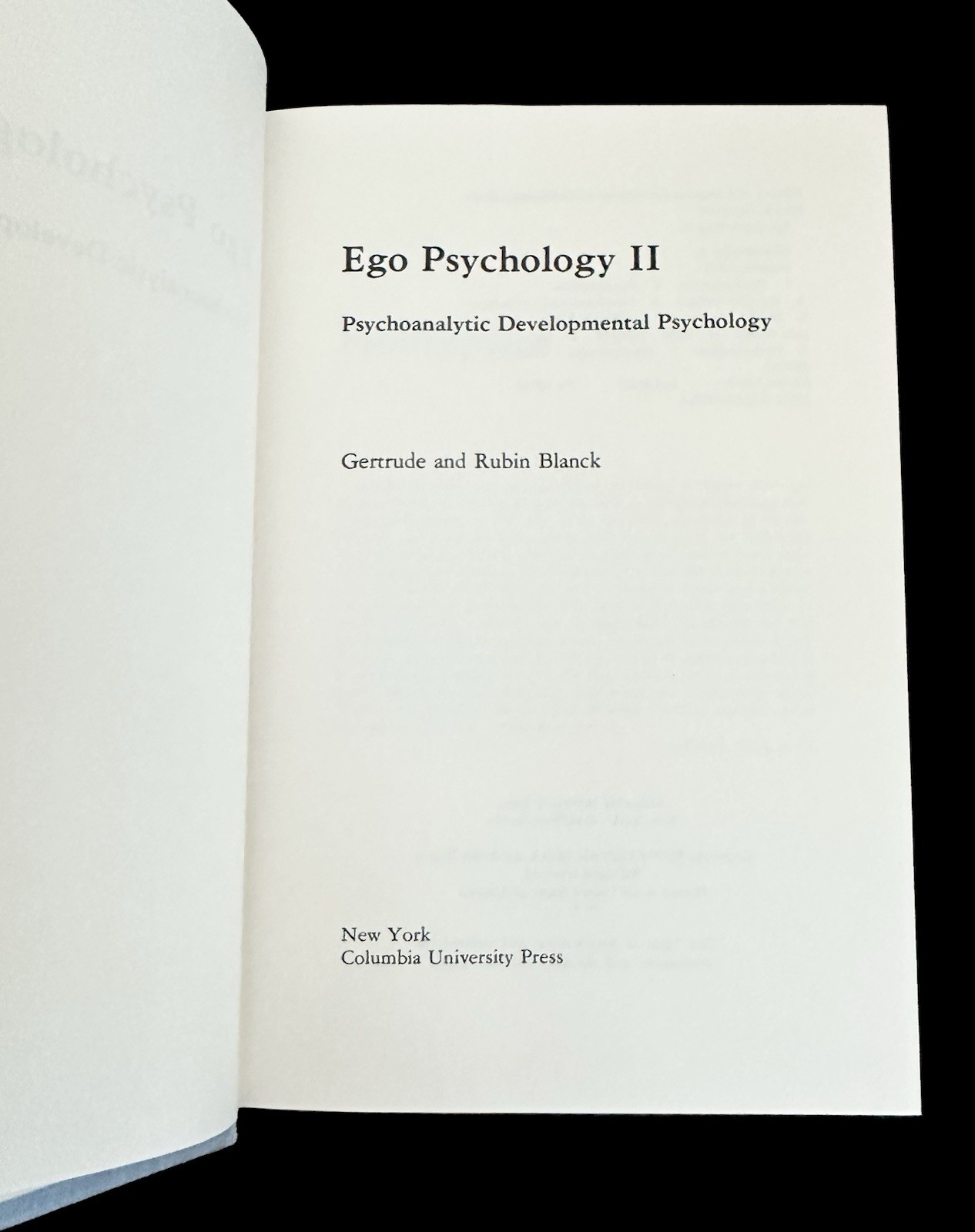 Ego Psychology II Psychoanalytic Developmental Psychology Blanck HC DJ 1979 VG