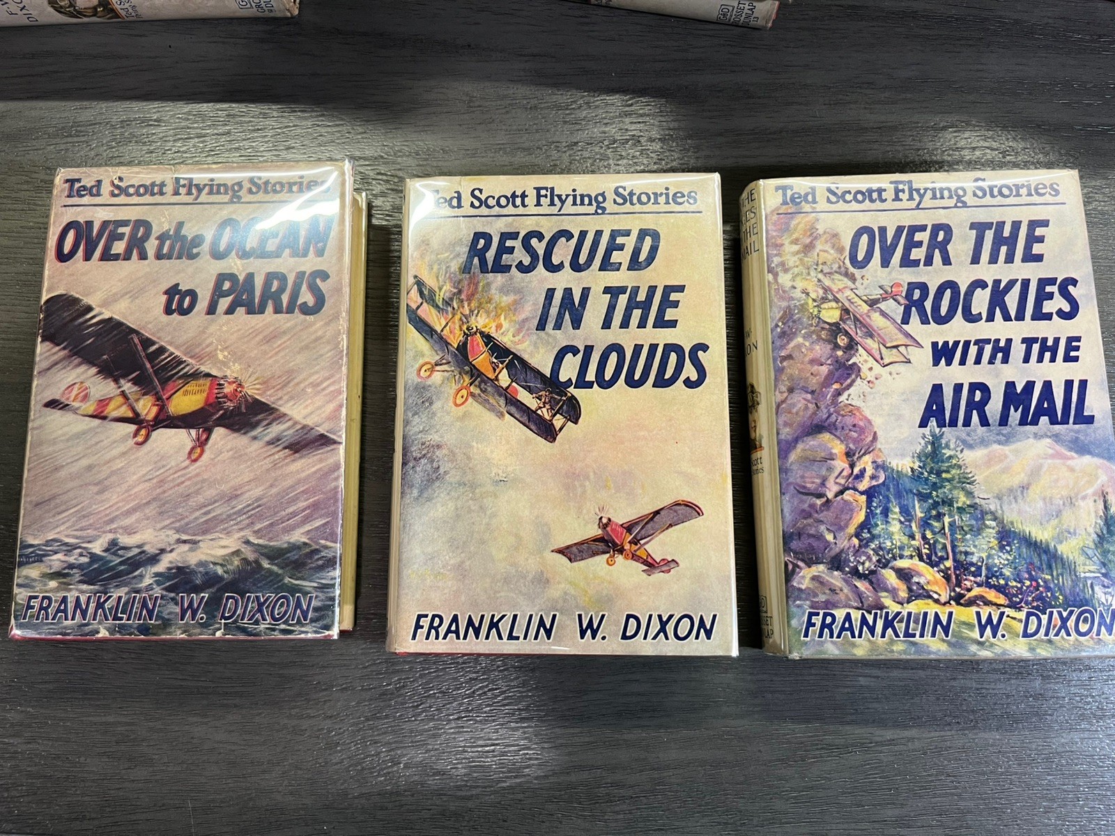 “Ted Scott Flying Stories” Lot #-13,15-20 Franklin W. Dixon Illus. HC DJs Exc!