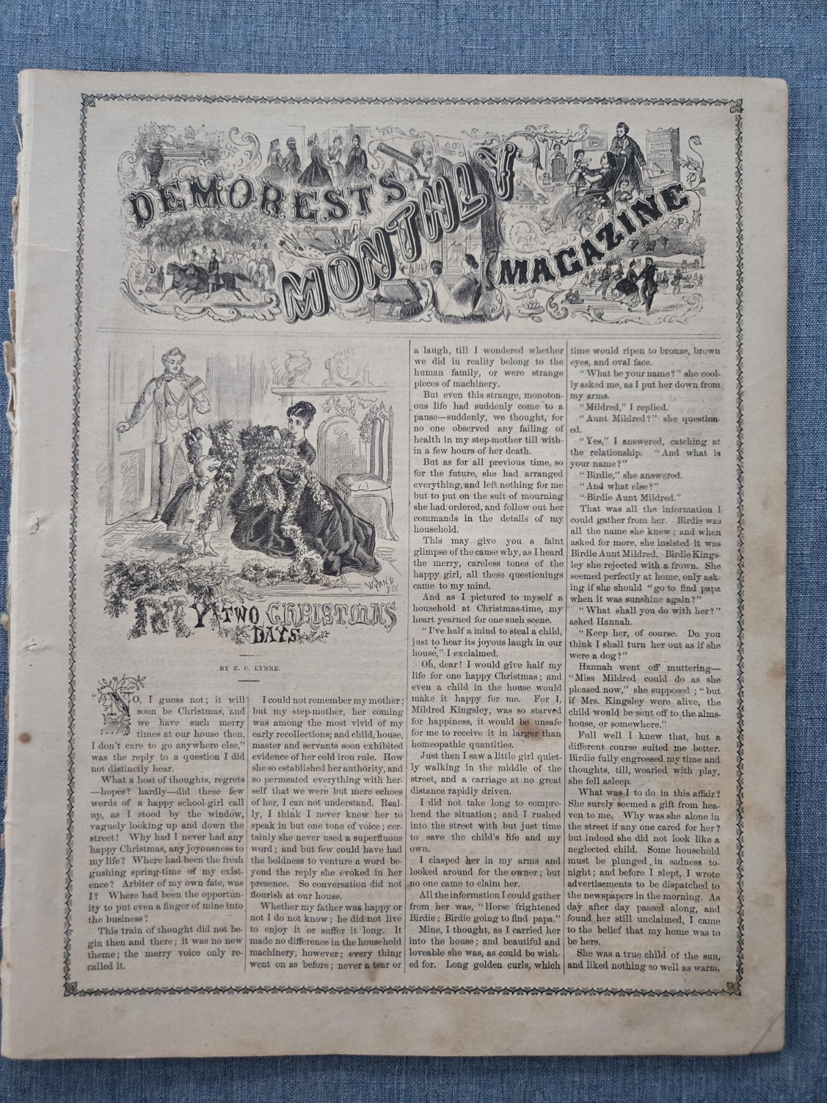 Demorest’s Monthly Magazine Dec 1868 FASHION LITERATURE ART & ADS