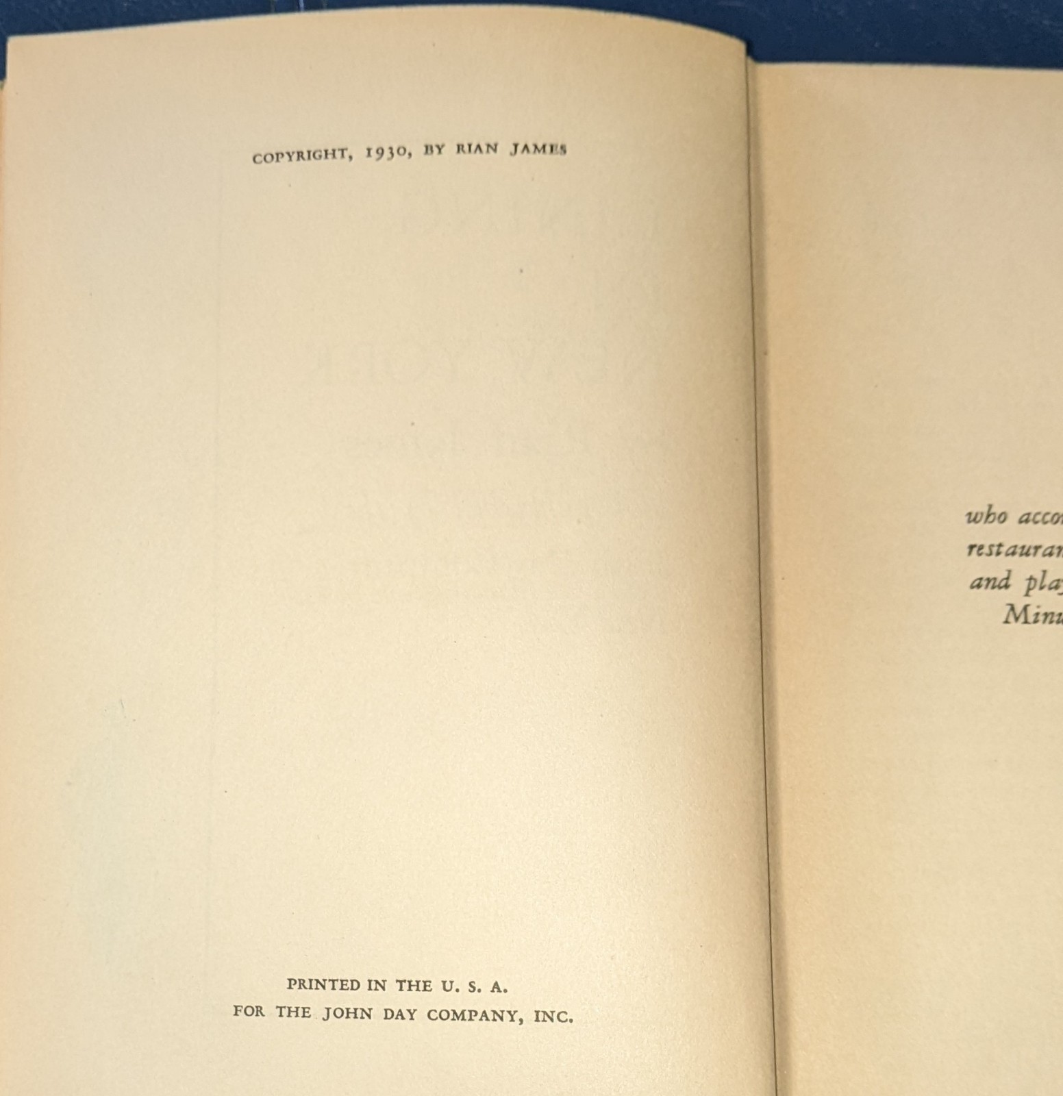 “Dining In New York” by Rian James 1930 1st Edition with Gaslight Club bookplate