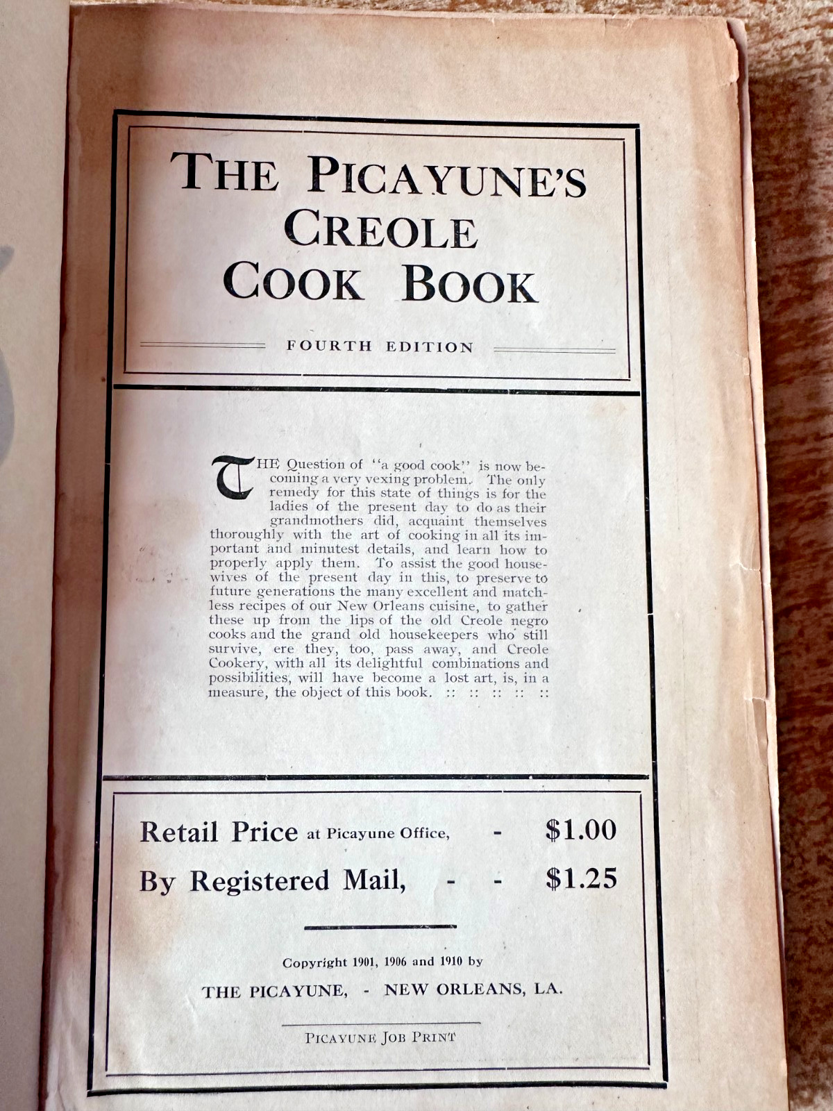 Picayune’s Creole Cook Book Rare Antique 4th Edition New Orleans Cajun Cuisine