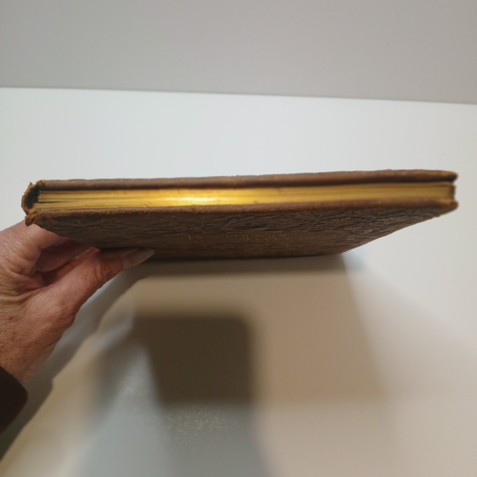 Beauties of tennyson antique collectable leather book 1885 embossed gold leaf