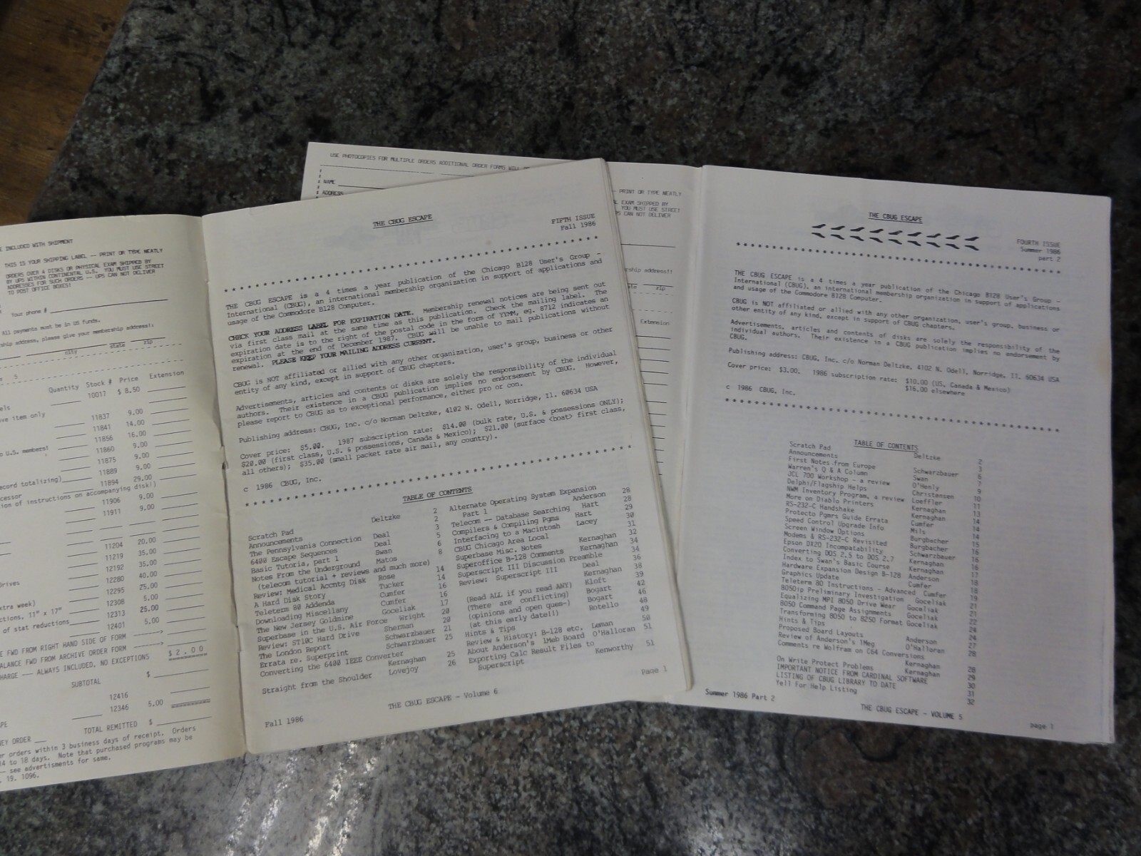 Commodore B128 Lot of 10 CBug Escape Chicago User’s Group 1st Issues 1985 + More