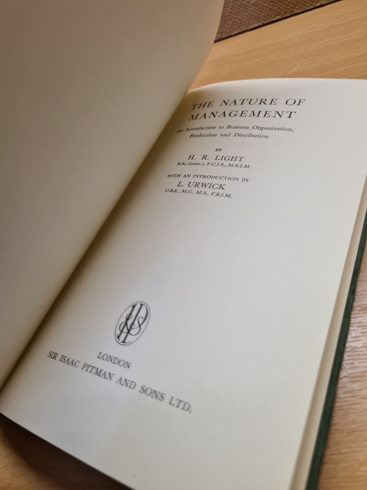 The Nature Of Management By H.R. Light – 1966 Hardback