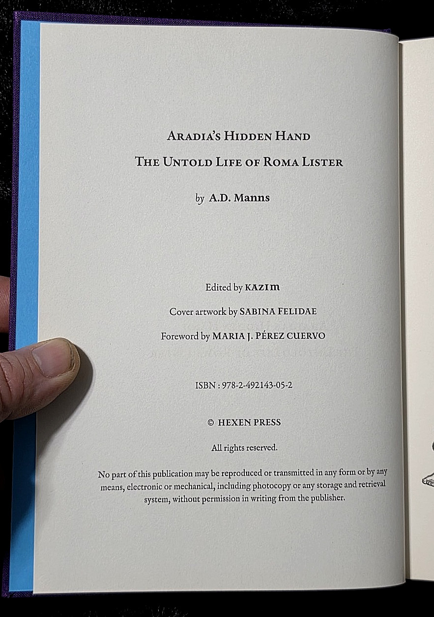 Aradia’s Hidden Hand: The Untold Life of Roma Lister ~A.D. Manns~ Hexen Press