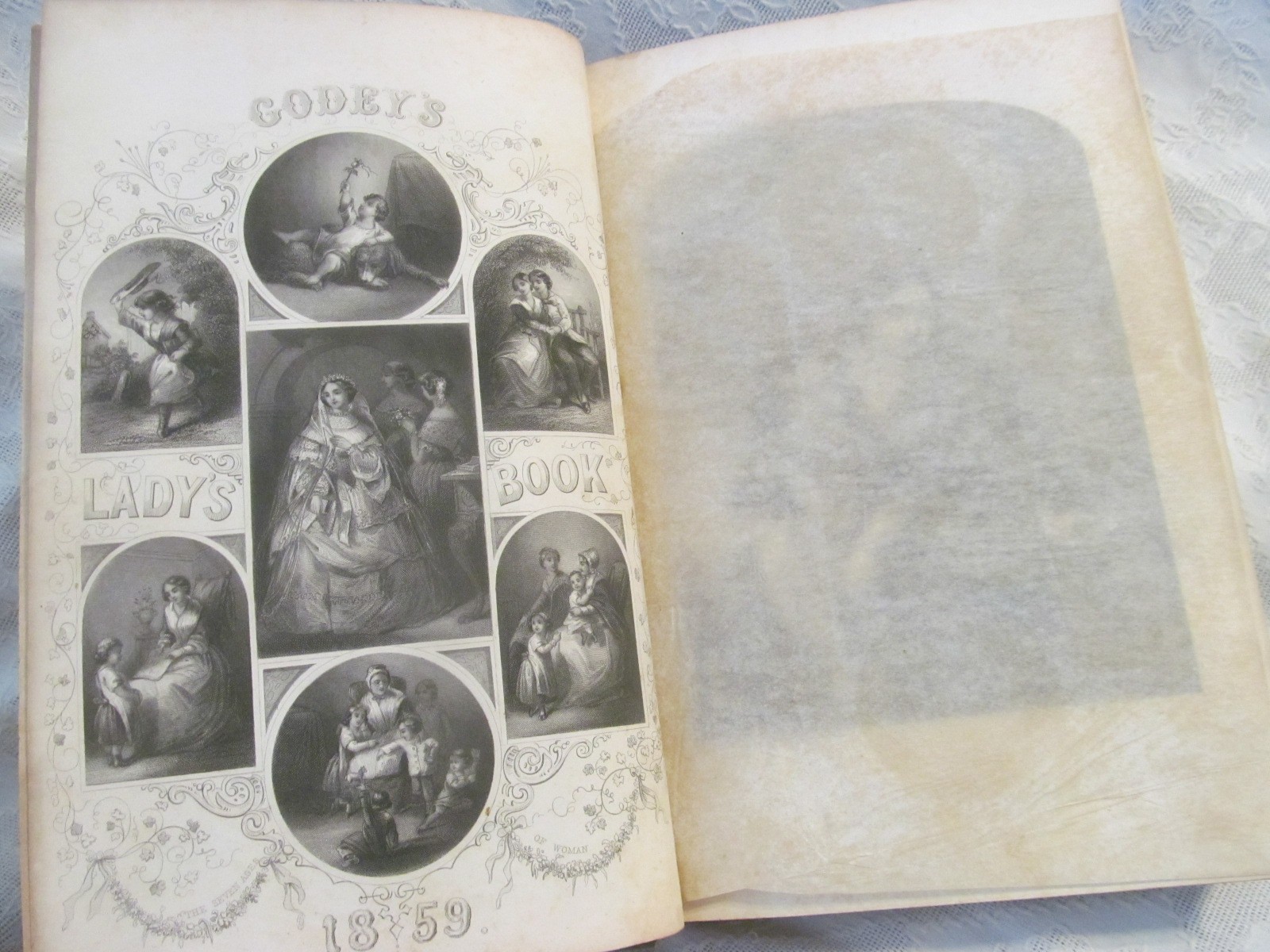 c1859 GODEYS LADYS BOOKS~2 Volumes Full Year~Antique Hand Tinted Fashion Prints