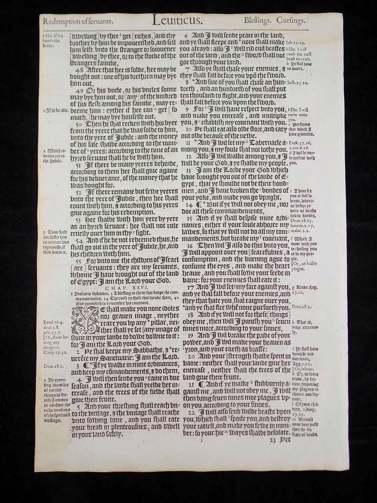 1583 Noblest Geneva Bible Folio- Book of Leviticus Leaves- YOU PICK
