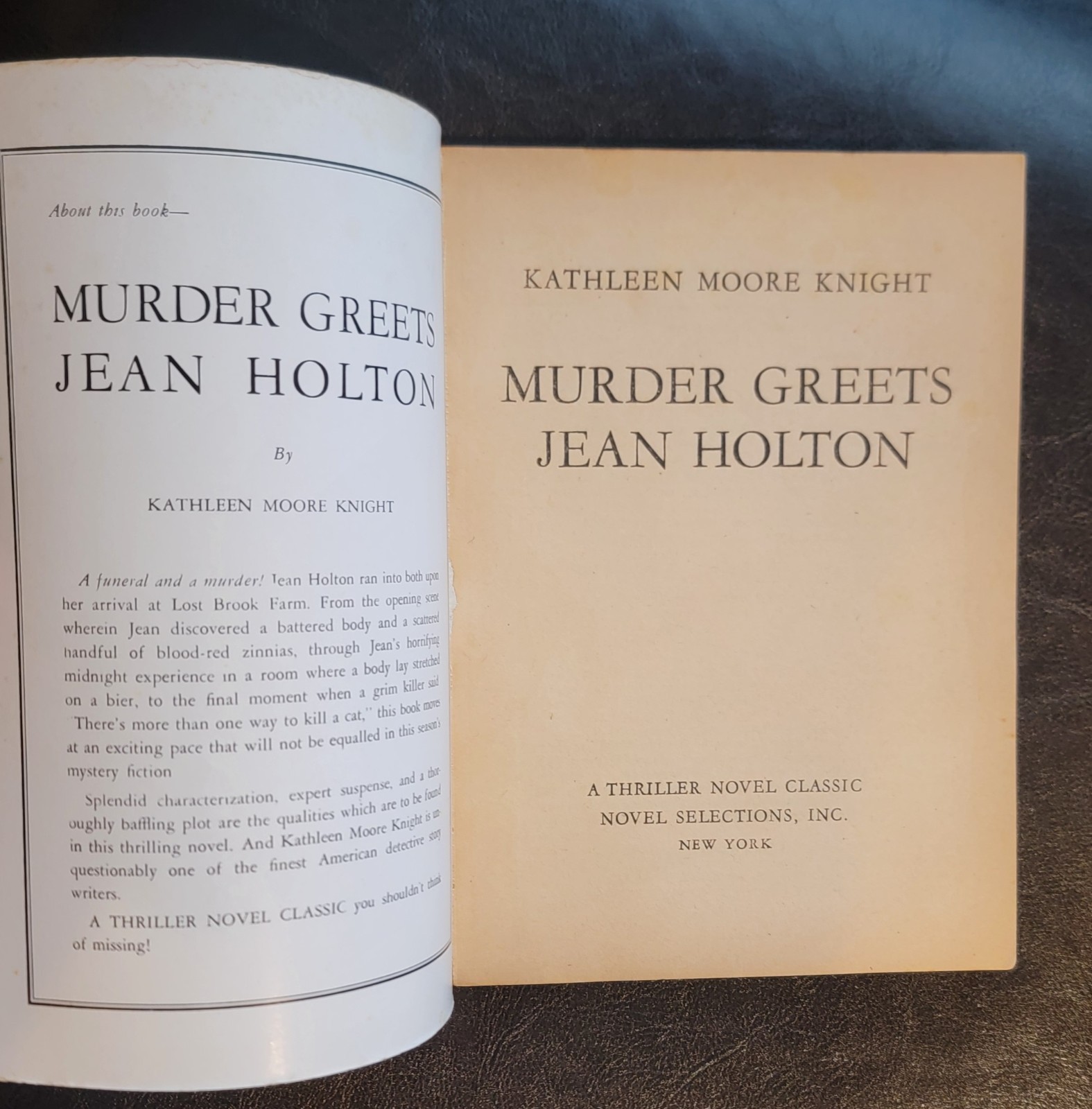 Murder Greets Jean Holton Kathleen Moore Knight Thriller Novel Classic 18 RARE