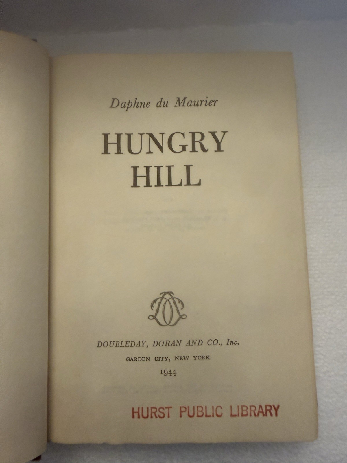 Vtg Book Club Edition Hungry Hill (1944) Daphne du Maurier HC DJ Ex Library