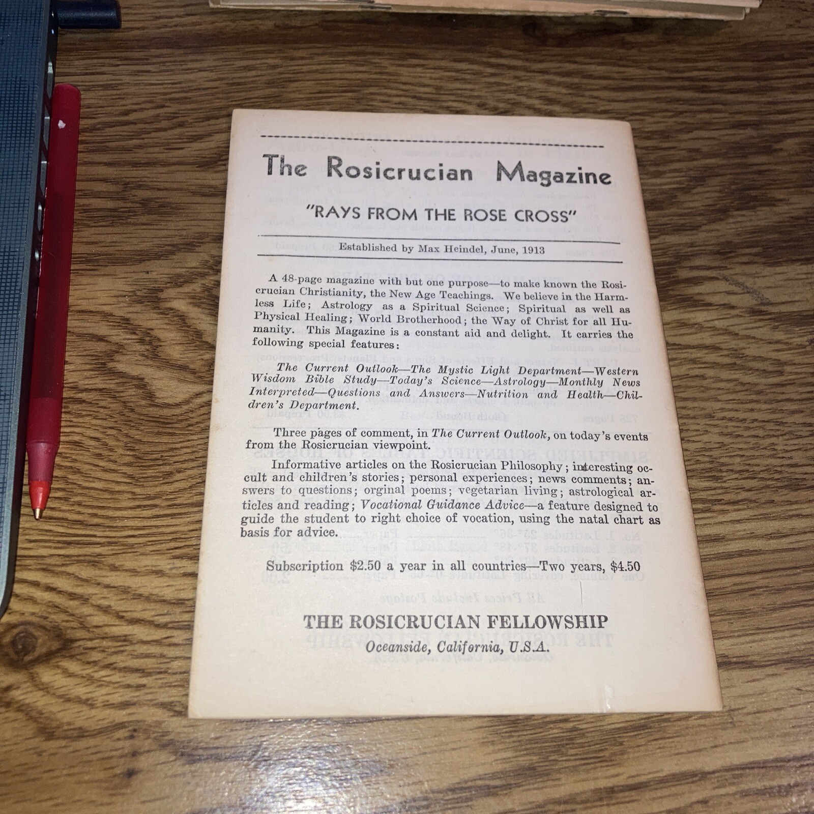Simplified Scientific Ephemeris – Rosicrucian Fellowship 1950