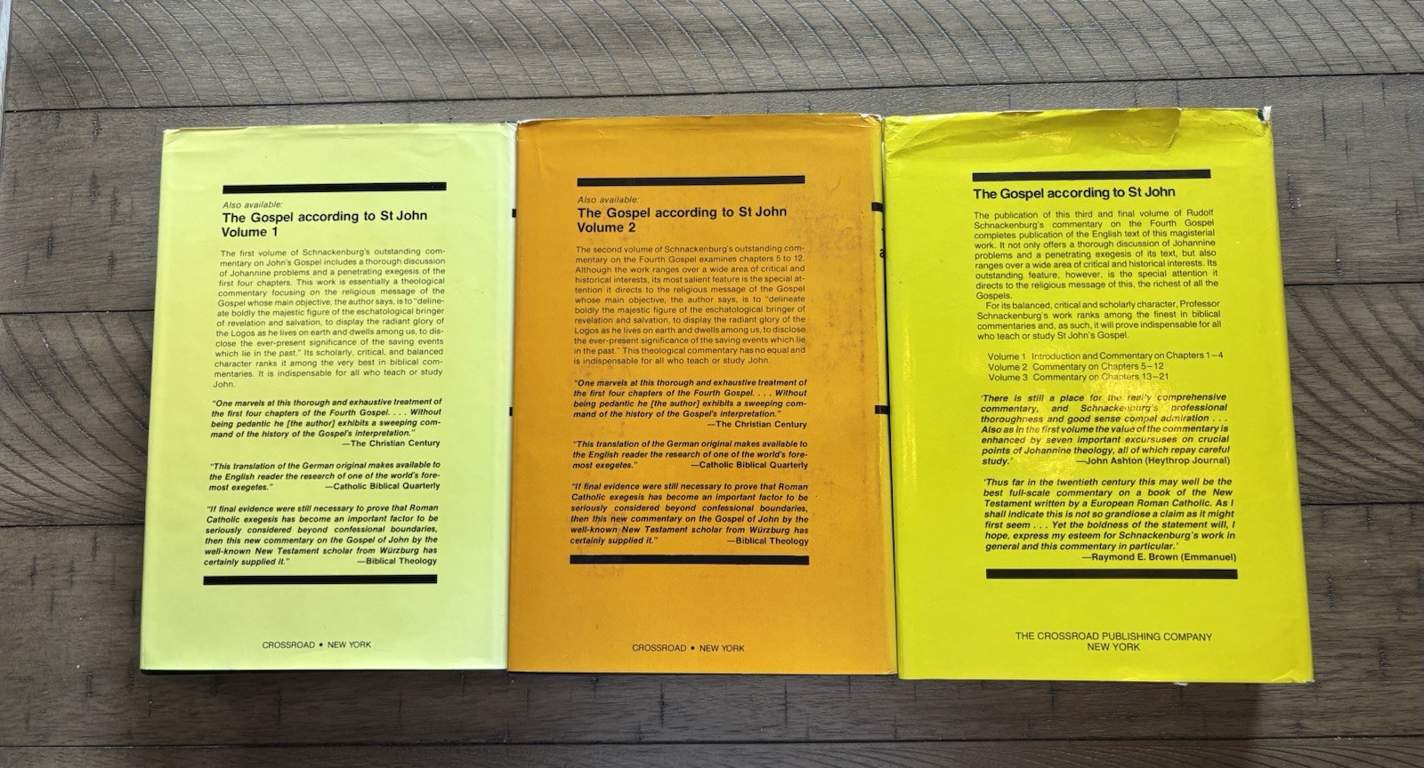 THE GOSPEL ACCORDING TO ST JOHN, Volumes 1-3 by Rudolf Schnackenburg- Acceptable