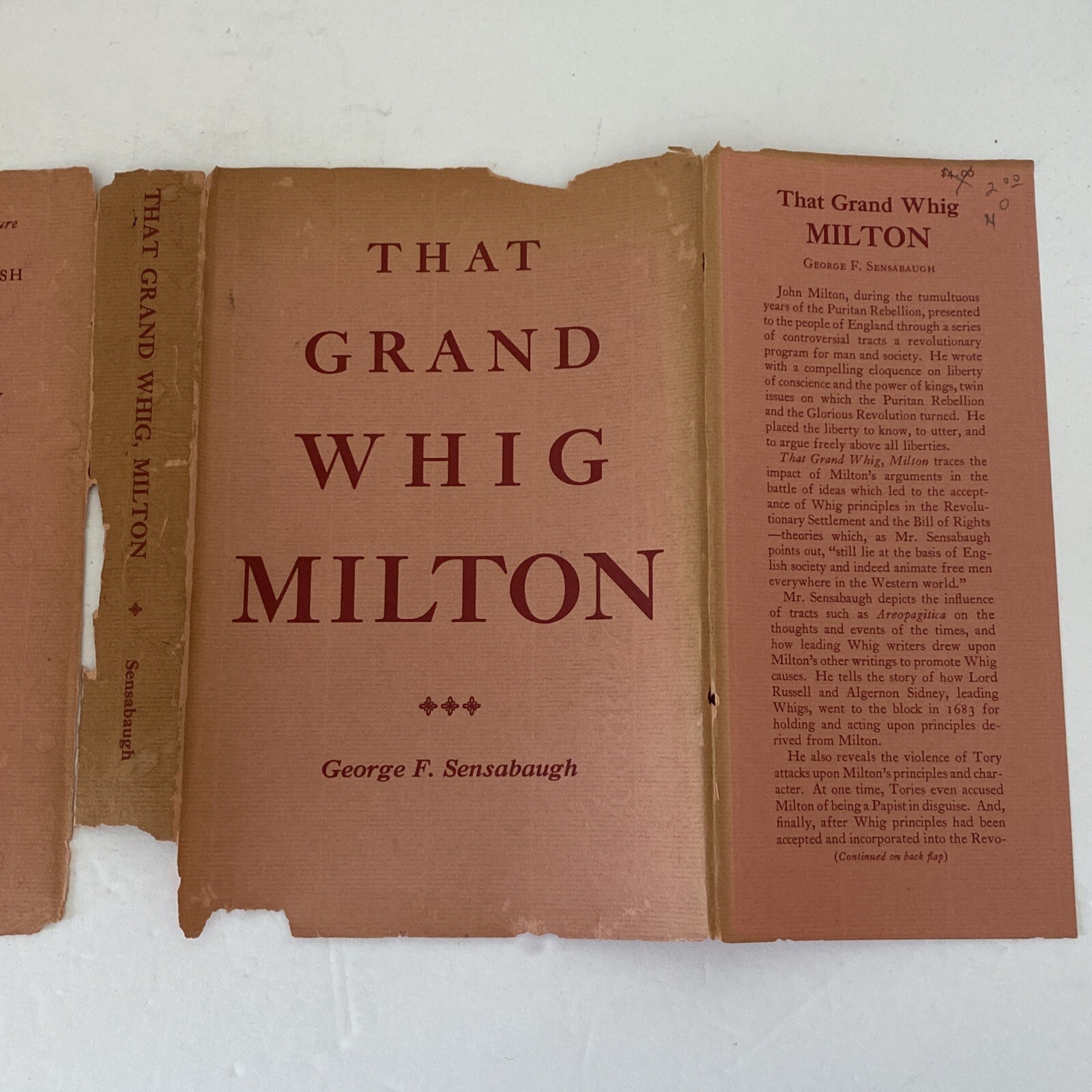 That Grand Whig Milton HC DJ 1952 by George Sensabaugh