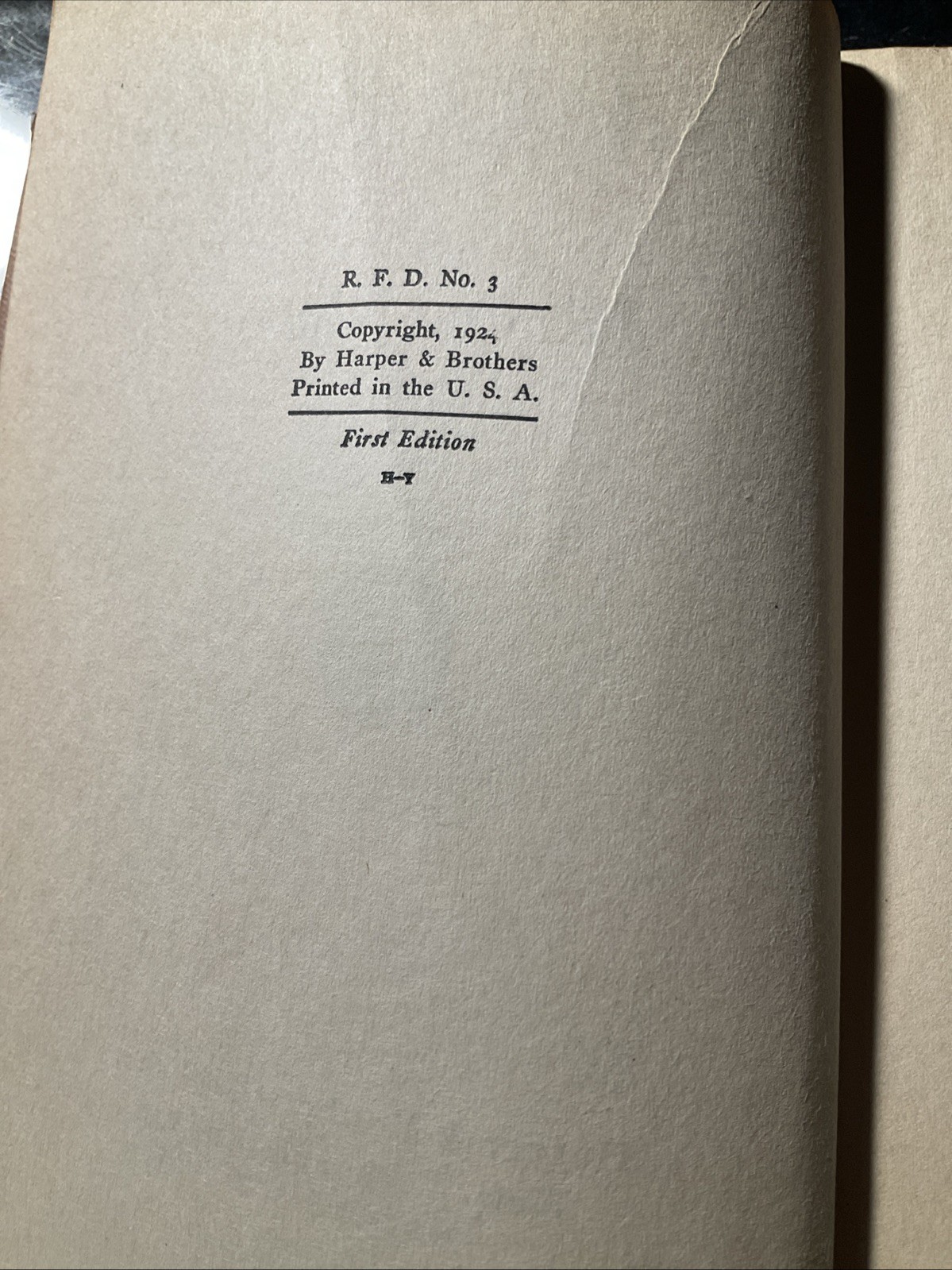 R.F.D. No. 3 by Homer Croy 1st Edition 1924 HC Harper & Brothers / B2596