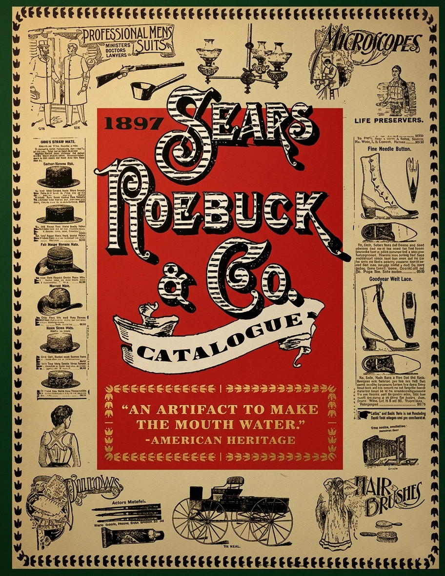 Vintage 1897 Sears Roebuck & Co. Mail Order Catalog Old Antique Collectible Book