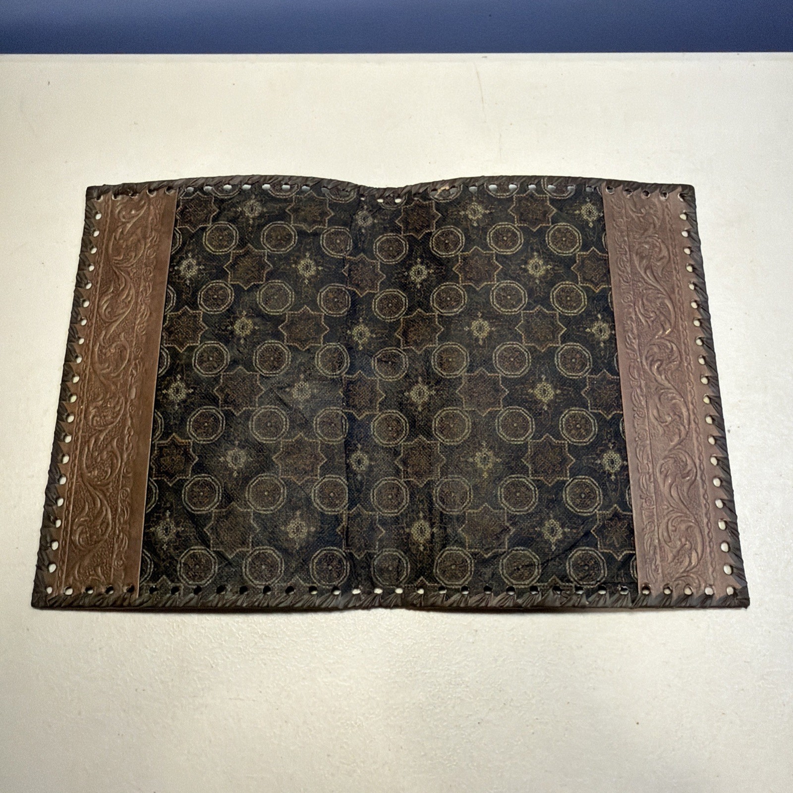 VTG Leather Book Cover / Italian Embossed Crest – Very Nice!