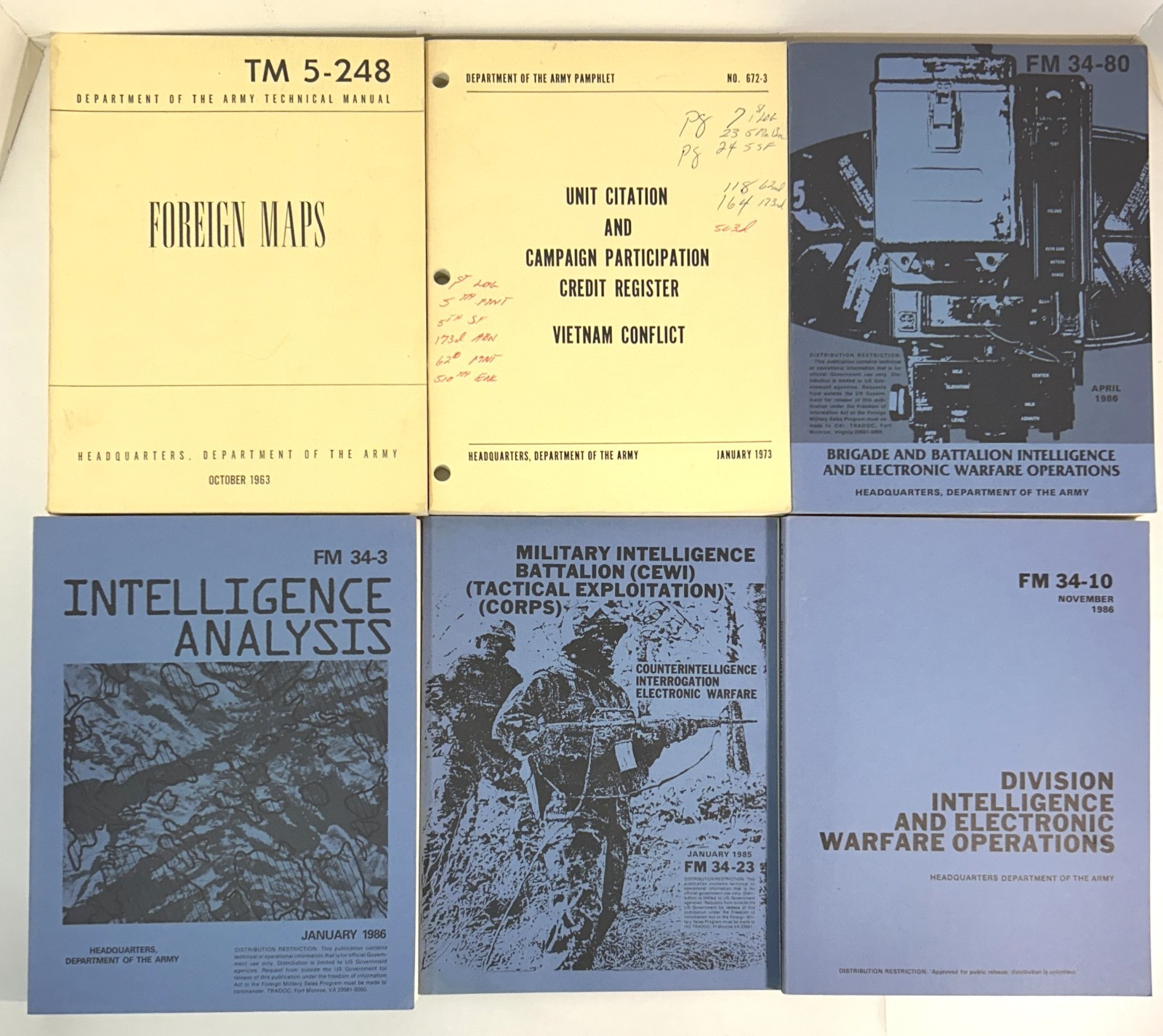 Lot of 6 Military Training Manuals 1960s-1980s Staple-bound Softcovers
