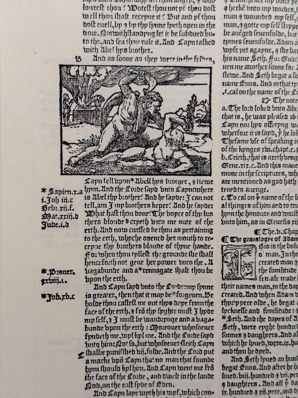 1549 Matthew’s Tyndale Bible Facsimile Leather Gibbor Edition w/ Original Leaf