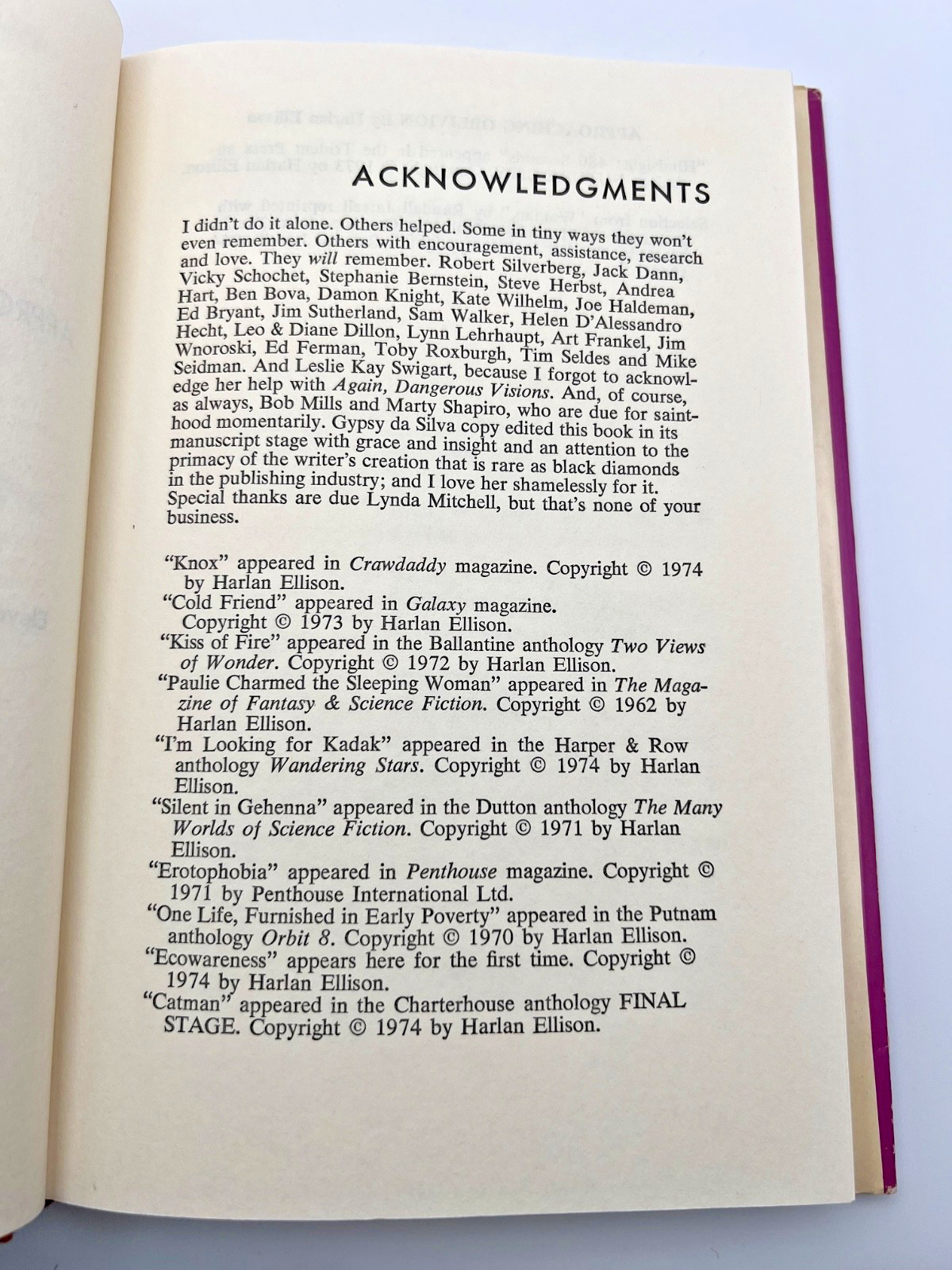 Approaching Oblivion Harlan Ellison 1974 HCDJ Foreward By Michael Crichton BCE