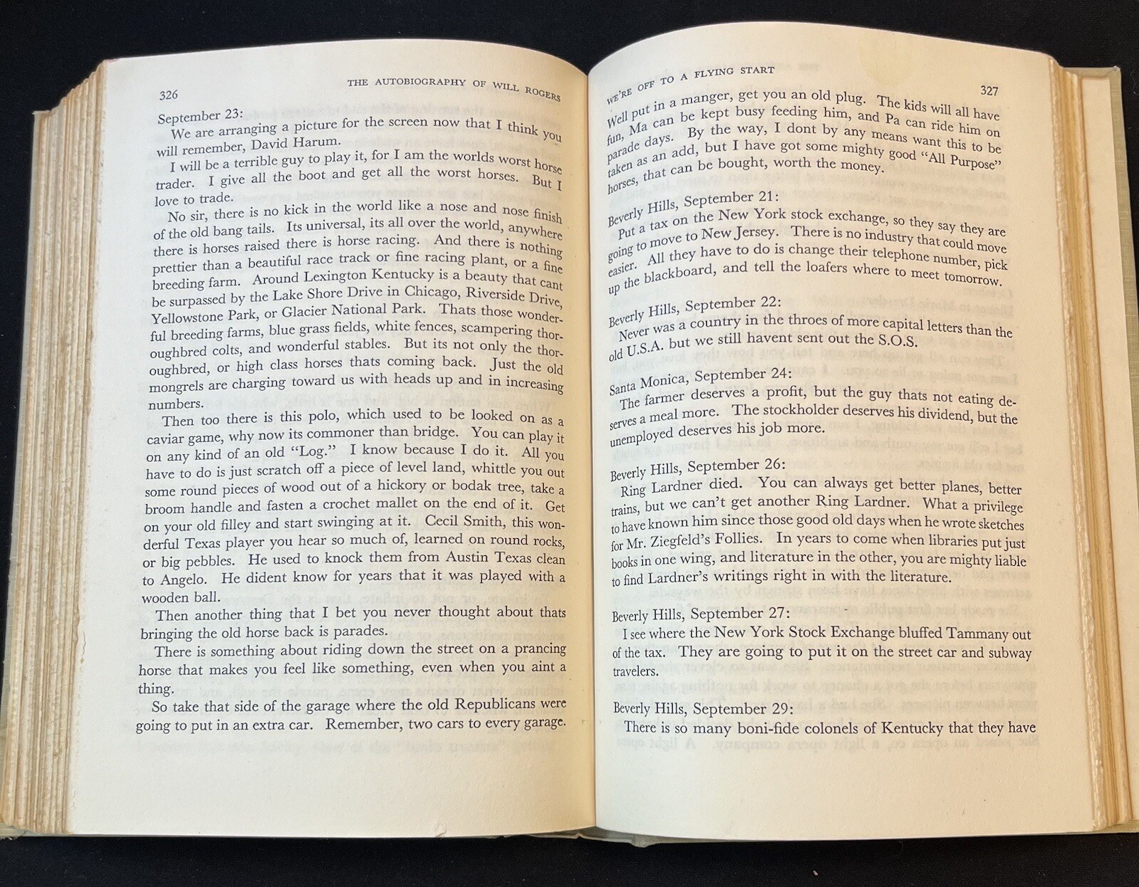 Will Roger’s Set of 2 Books: Biography & Autobiography by H Cory & W Roger’s