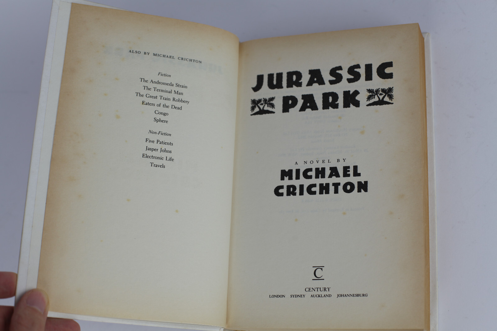 Jurassic Park First UK Edition 1991 Century Michael Crichton Hardback