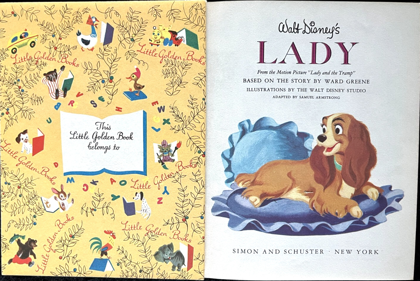 Walt Disney’s LADY ~ vintage children’s Little Golden and Whitman Book set