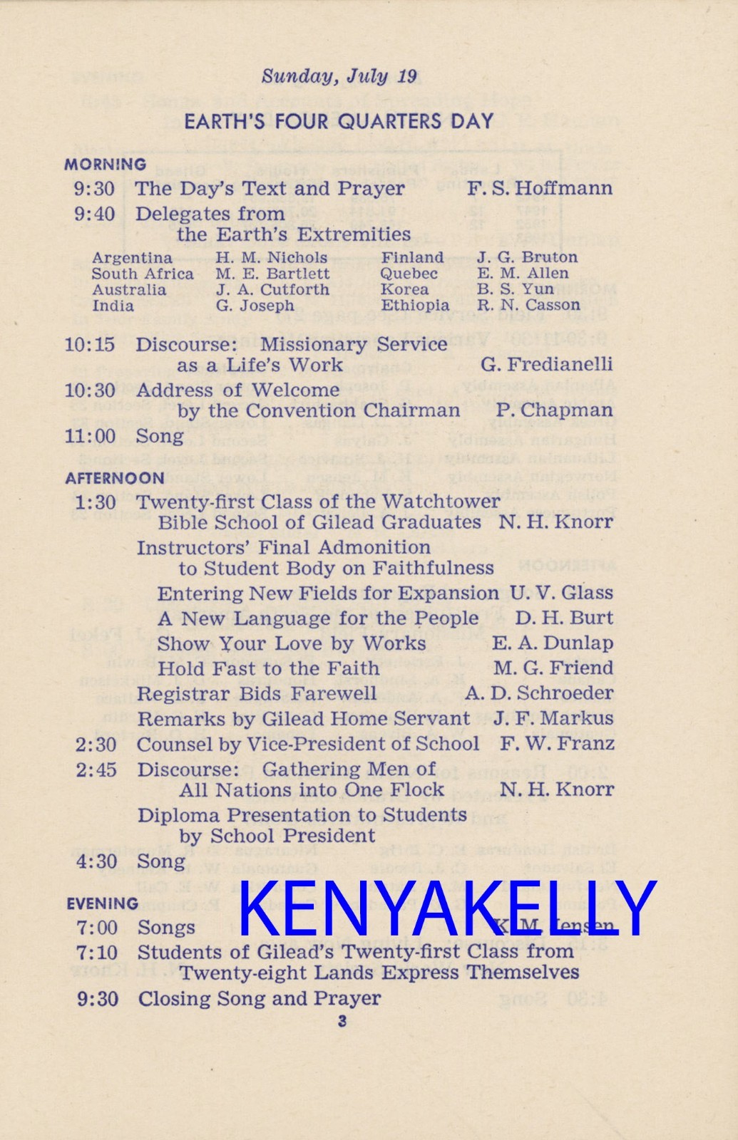 1953 New World Society Convention Program New York NY Watchtower Jehovah